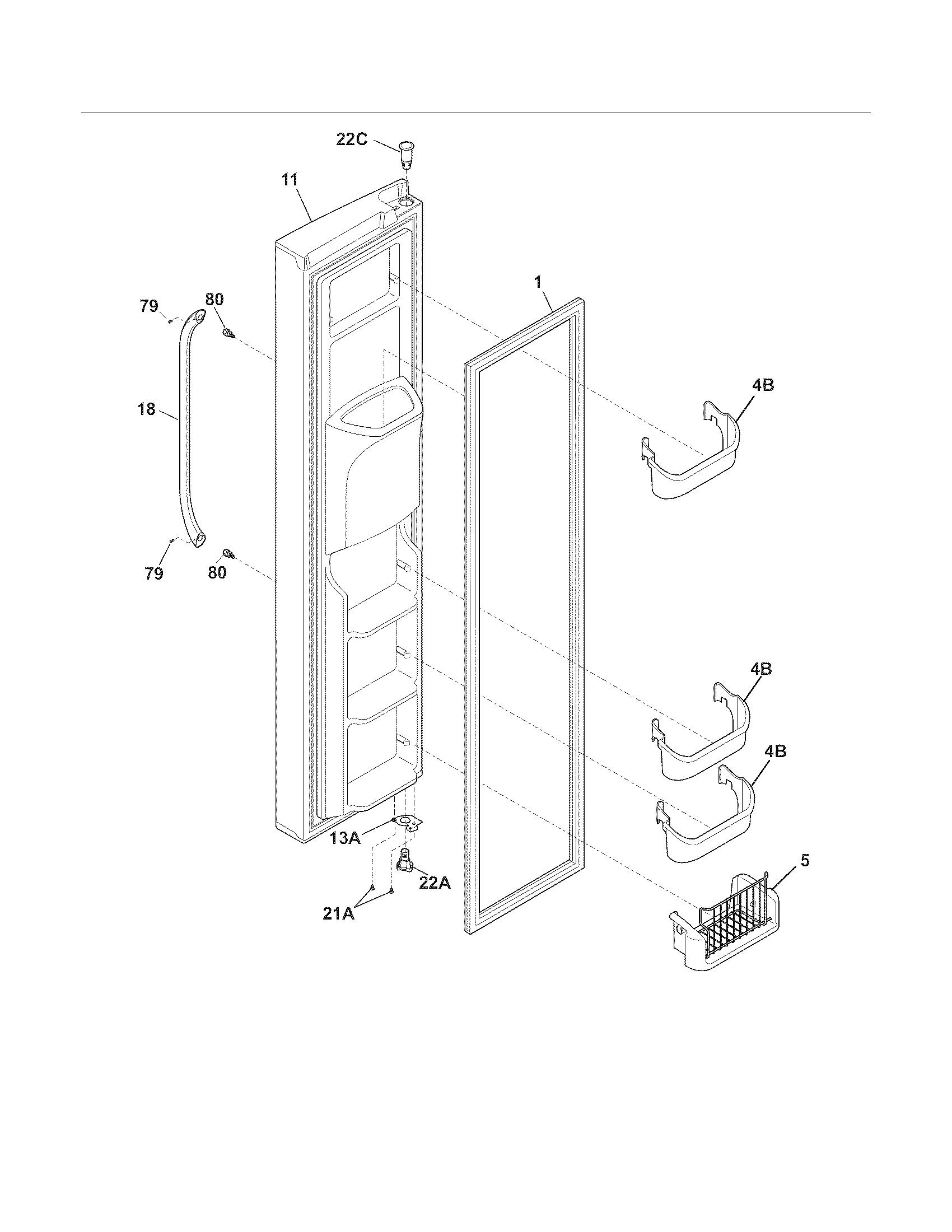 Frigidaire FGHC2342LF3 freezer door diagram