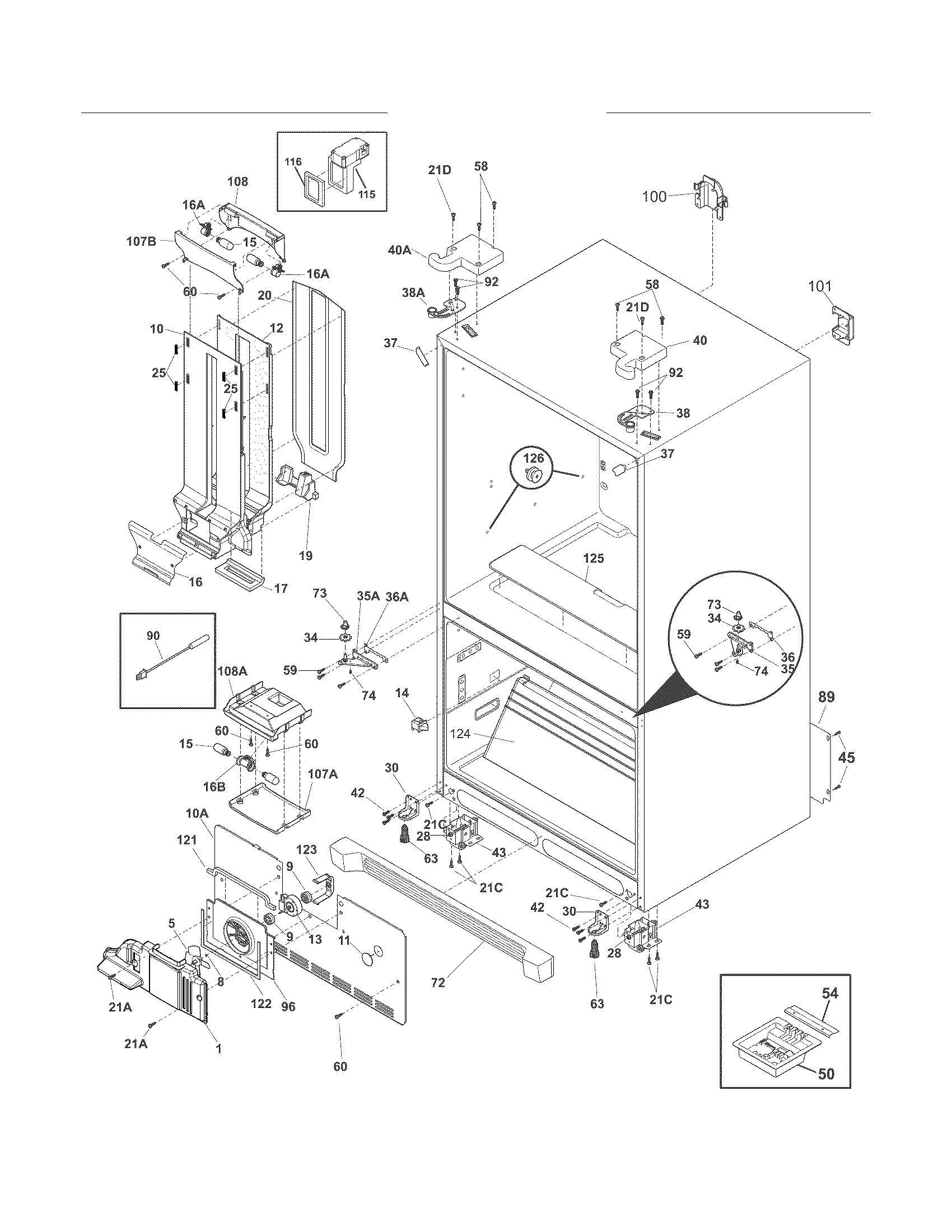 Frigidaire FGHG2344ME3 cabinet diagram