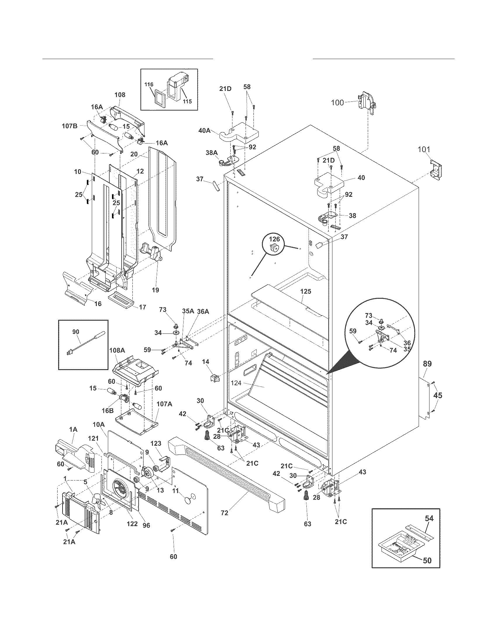 Frigidaire FGHN2844LF5 cabinet diagram