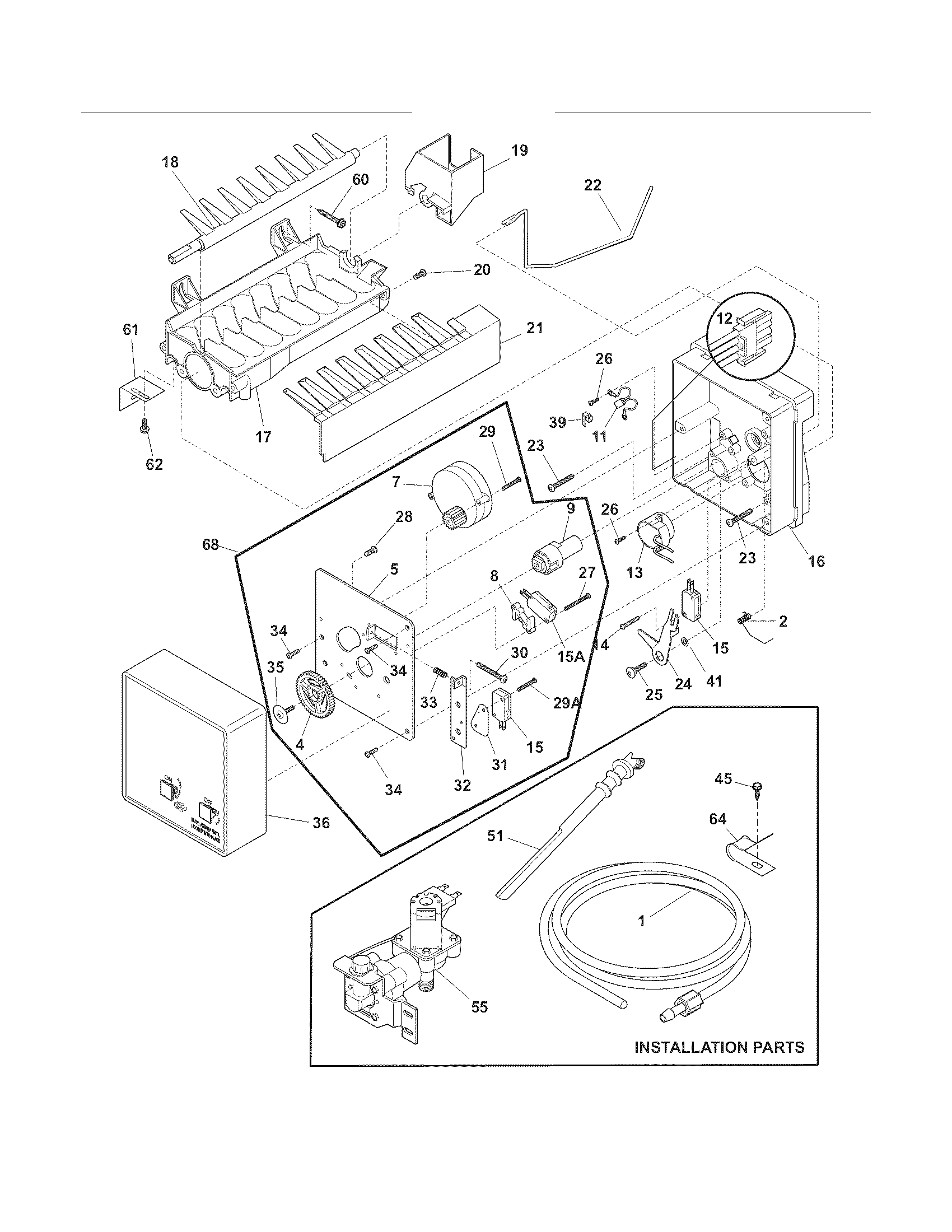 Frigidaire LGUI2149LF2 ice maker diagram