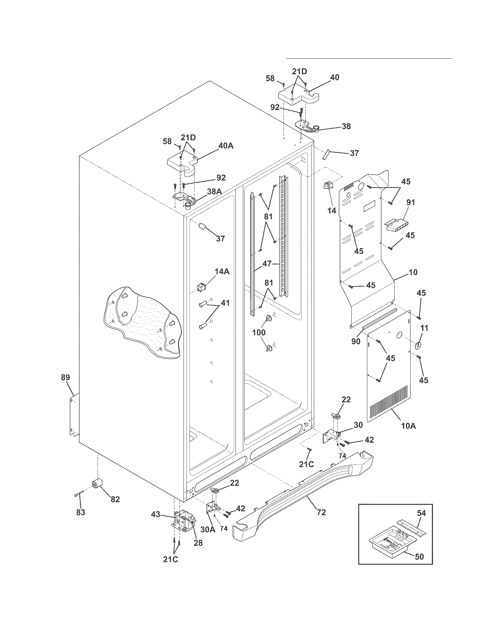 Frigidaire FGUS2645LF2 cabinet diagram