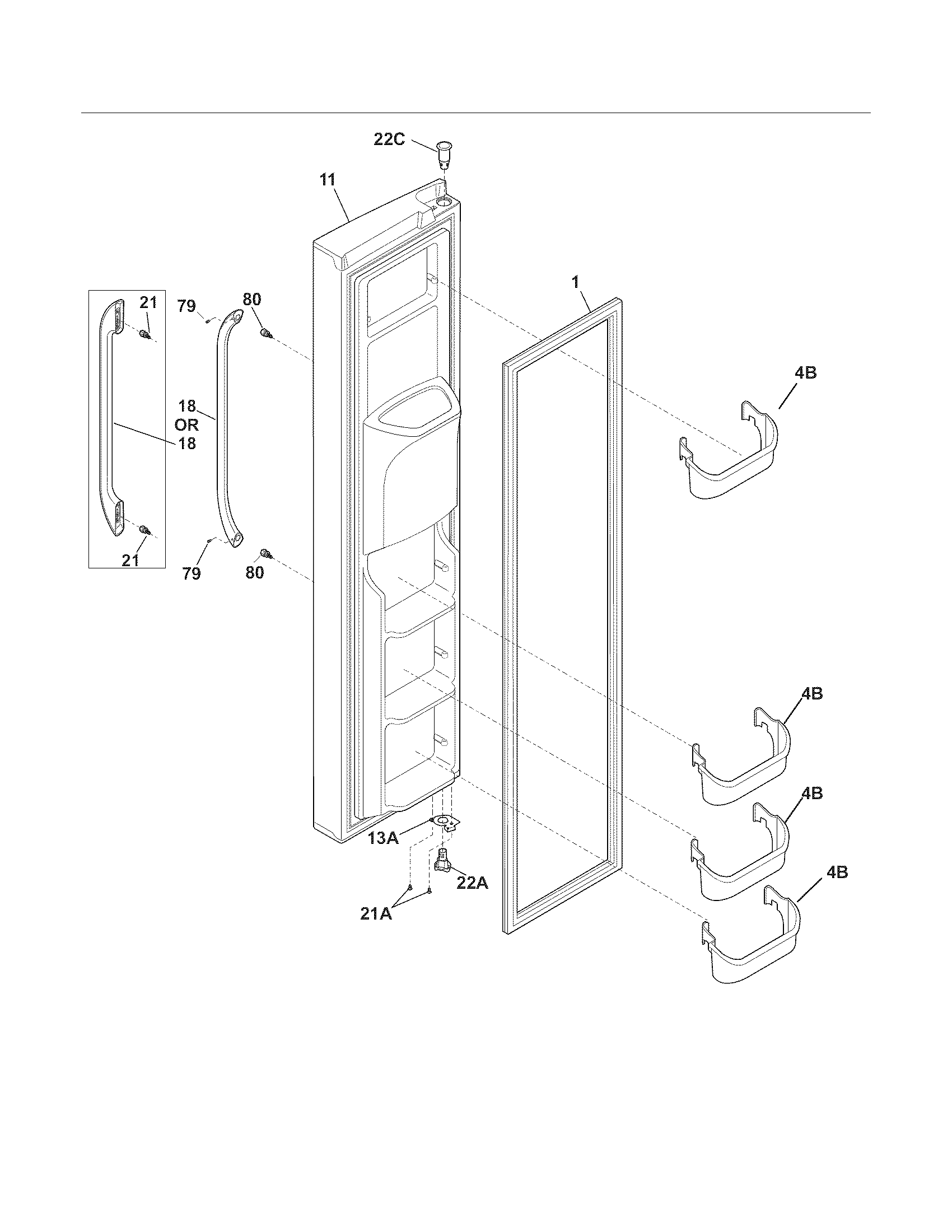 Frigidaire FFSC2323LP5 freezer door diagram