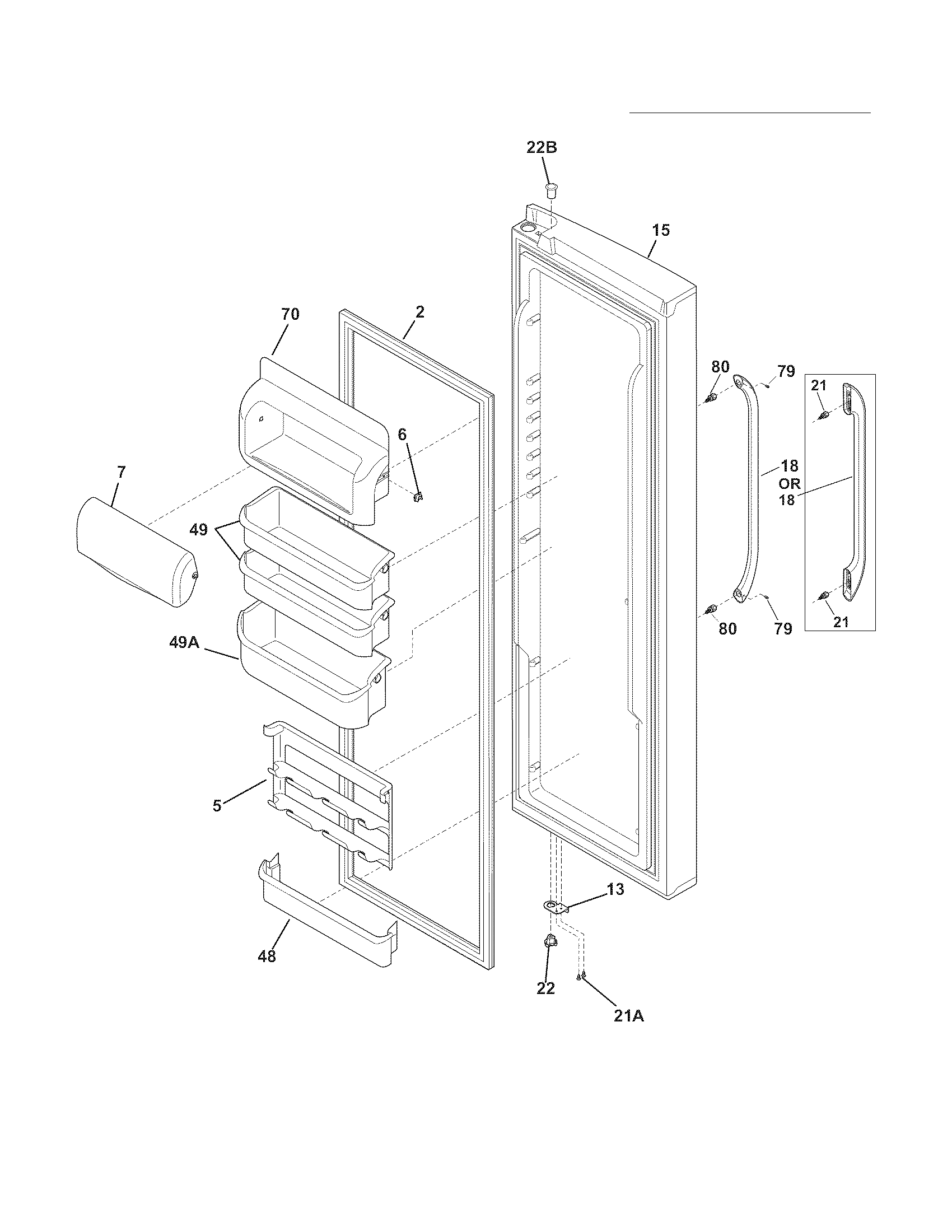 Frigidaire FFSC2323LP5 refrigerator door diagram