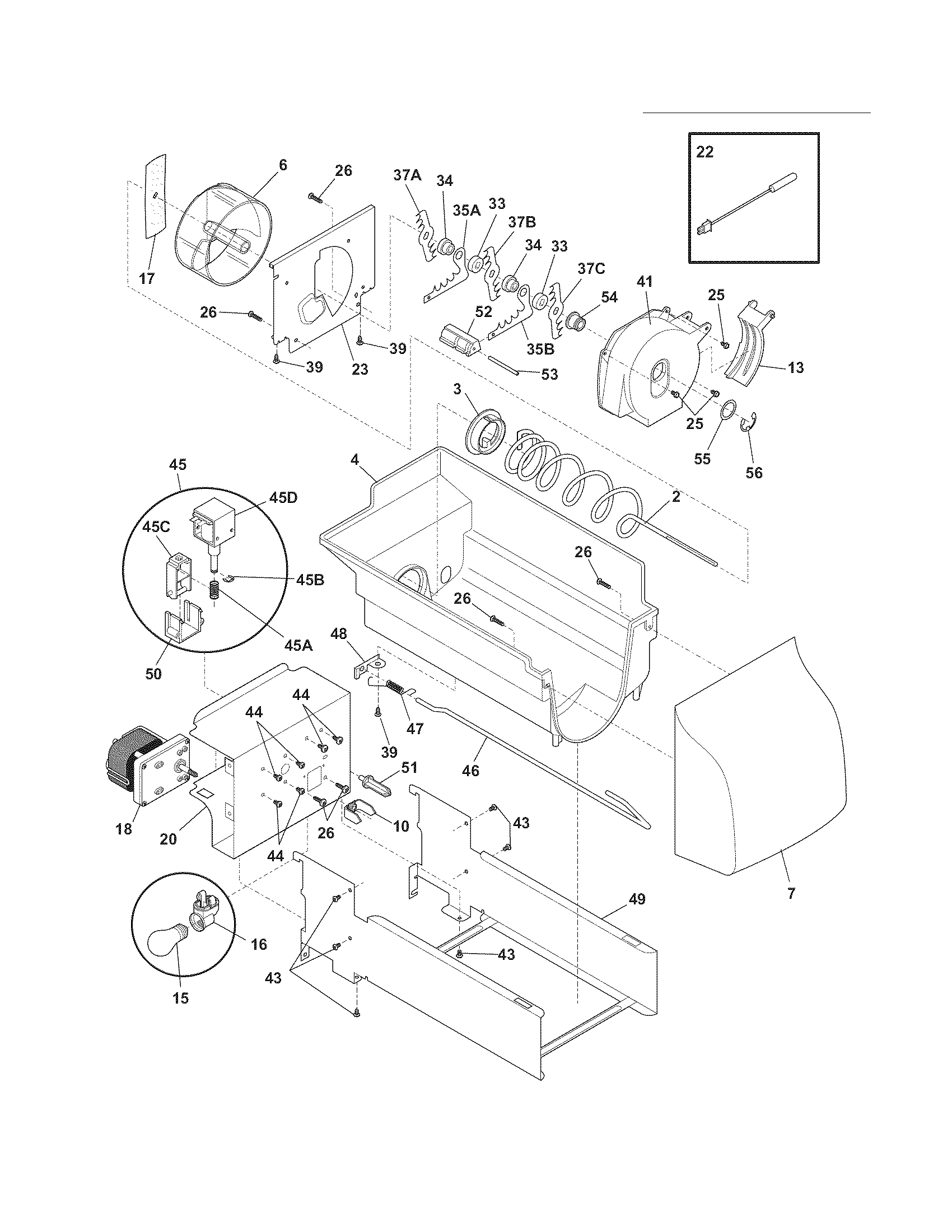 Frigidaire FPHS2386LF3 ice container diagram