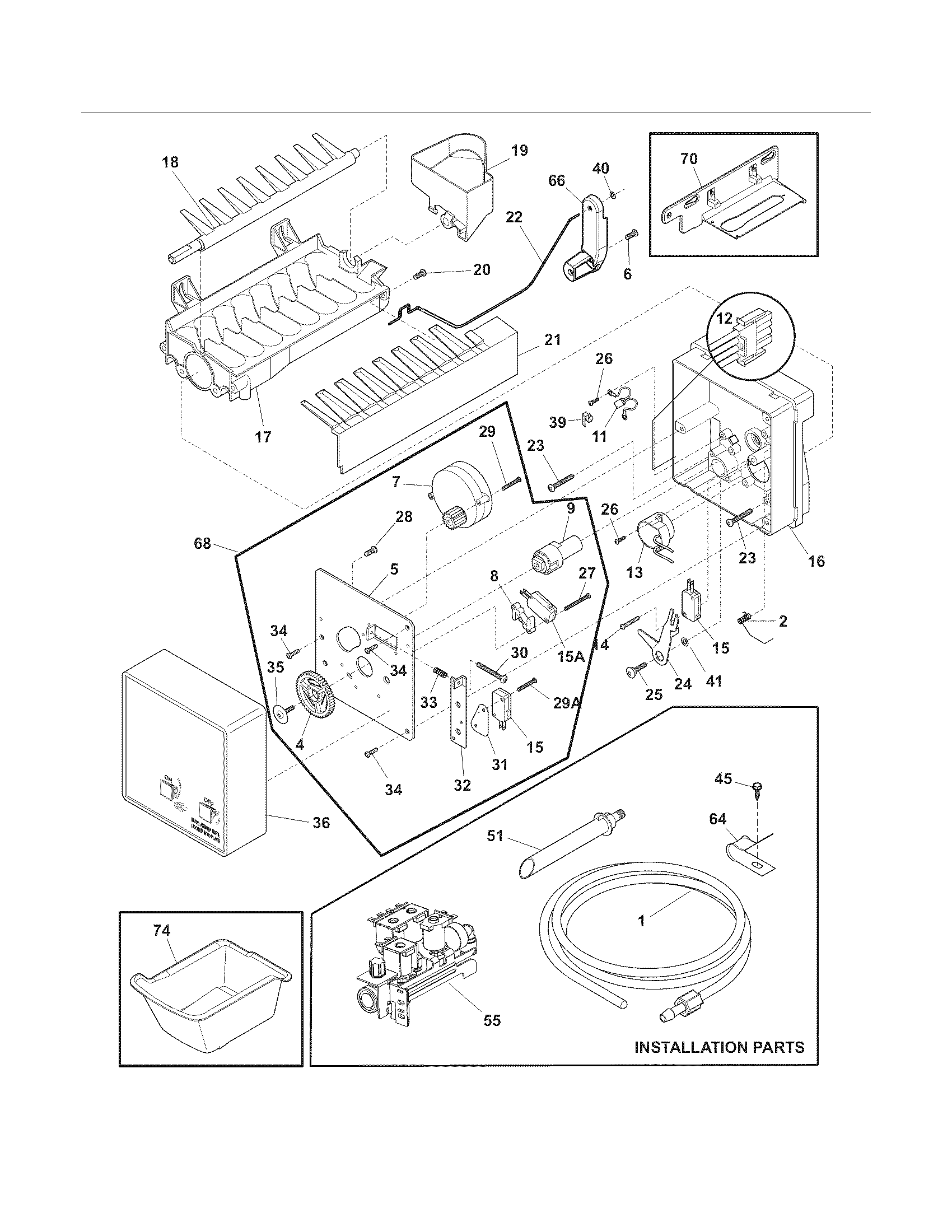 Electrolux EI23BC36IS6 ice maker diagram