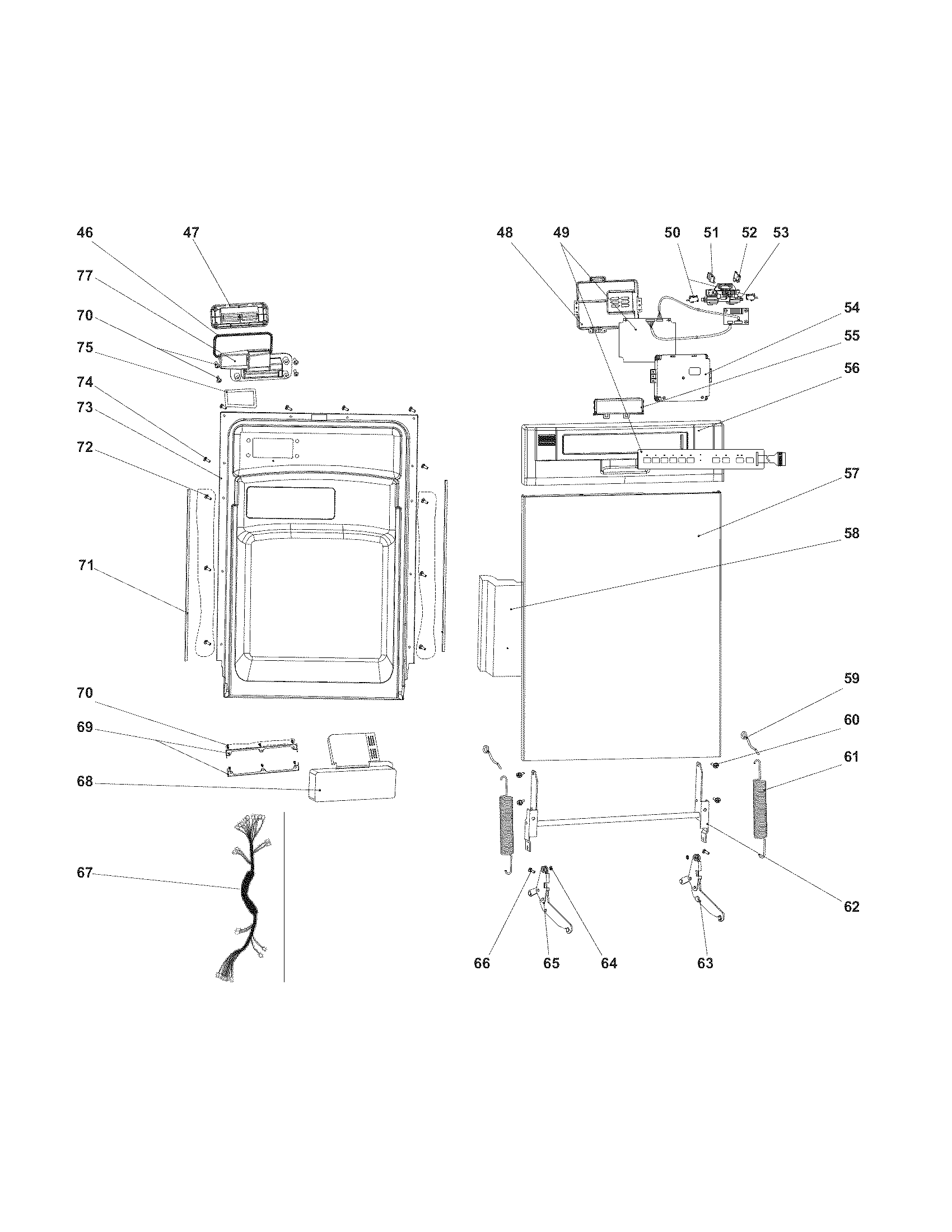 Kenmore 58714663110 control panel/door diagram