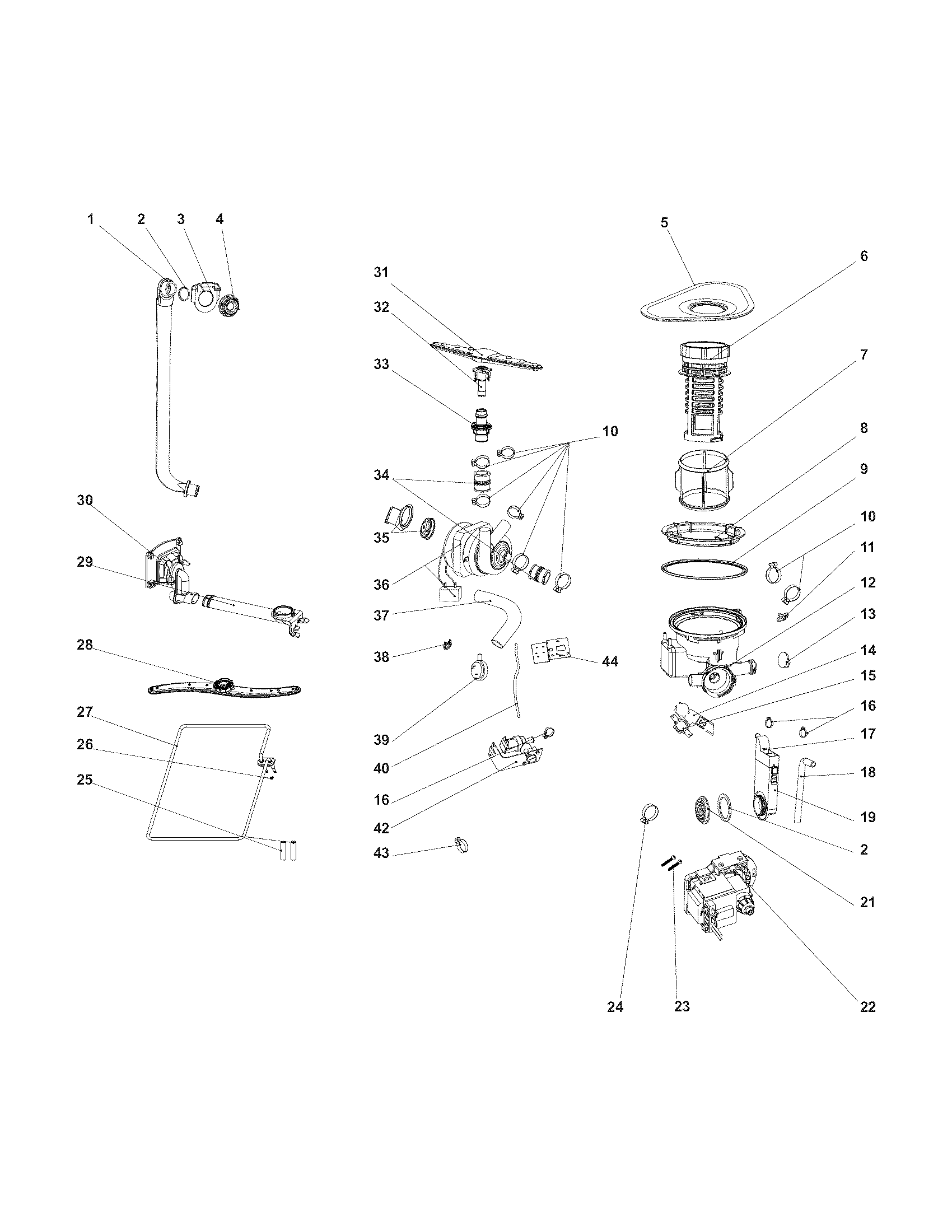 Kenmore 58714663110 motor & pump diagram