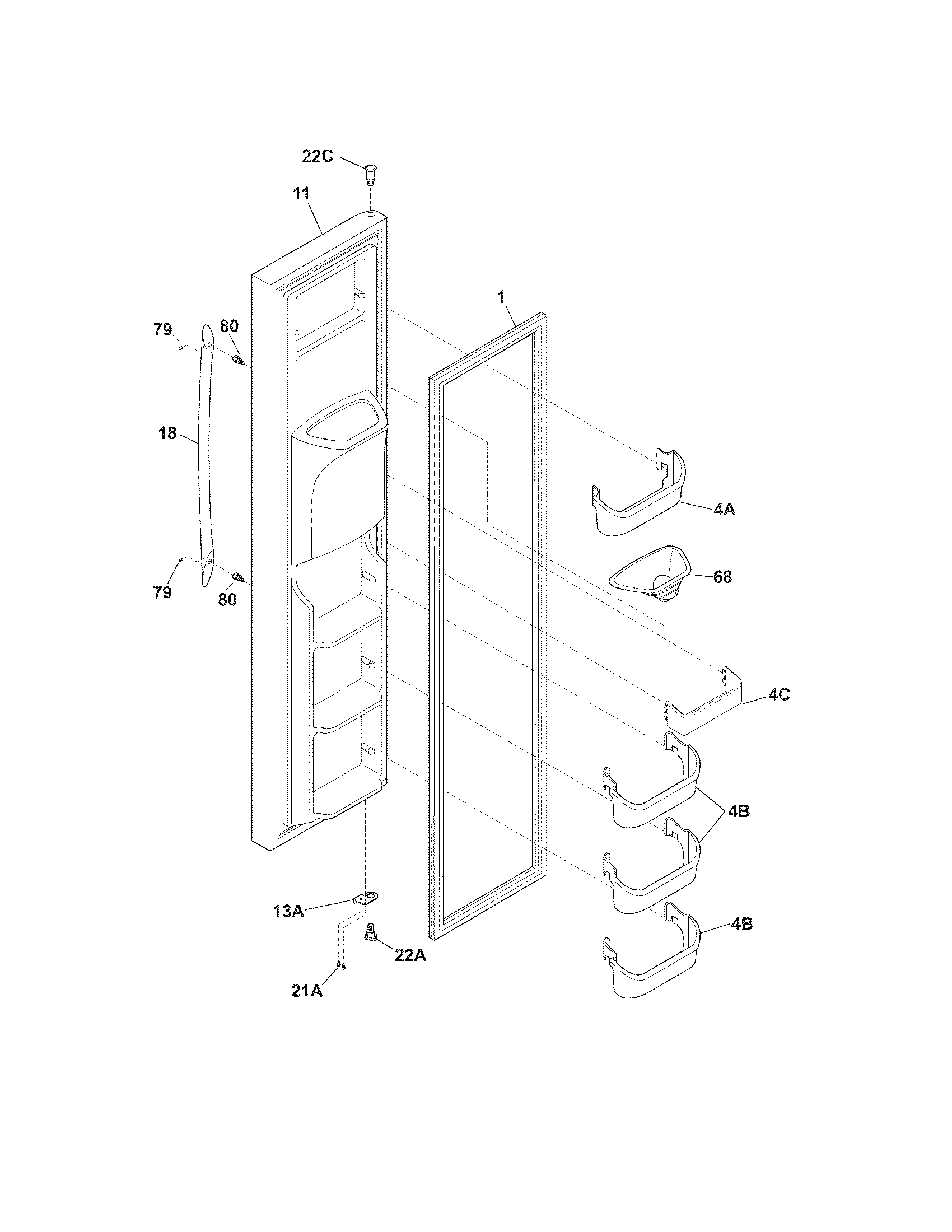 Kenmore Elite 25357112600 freezer door diagram