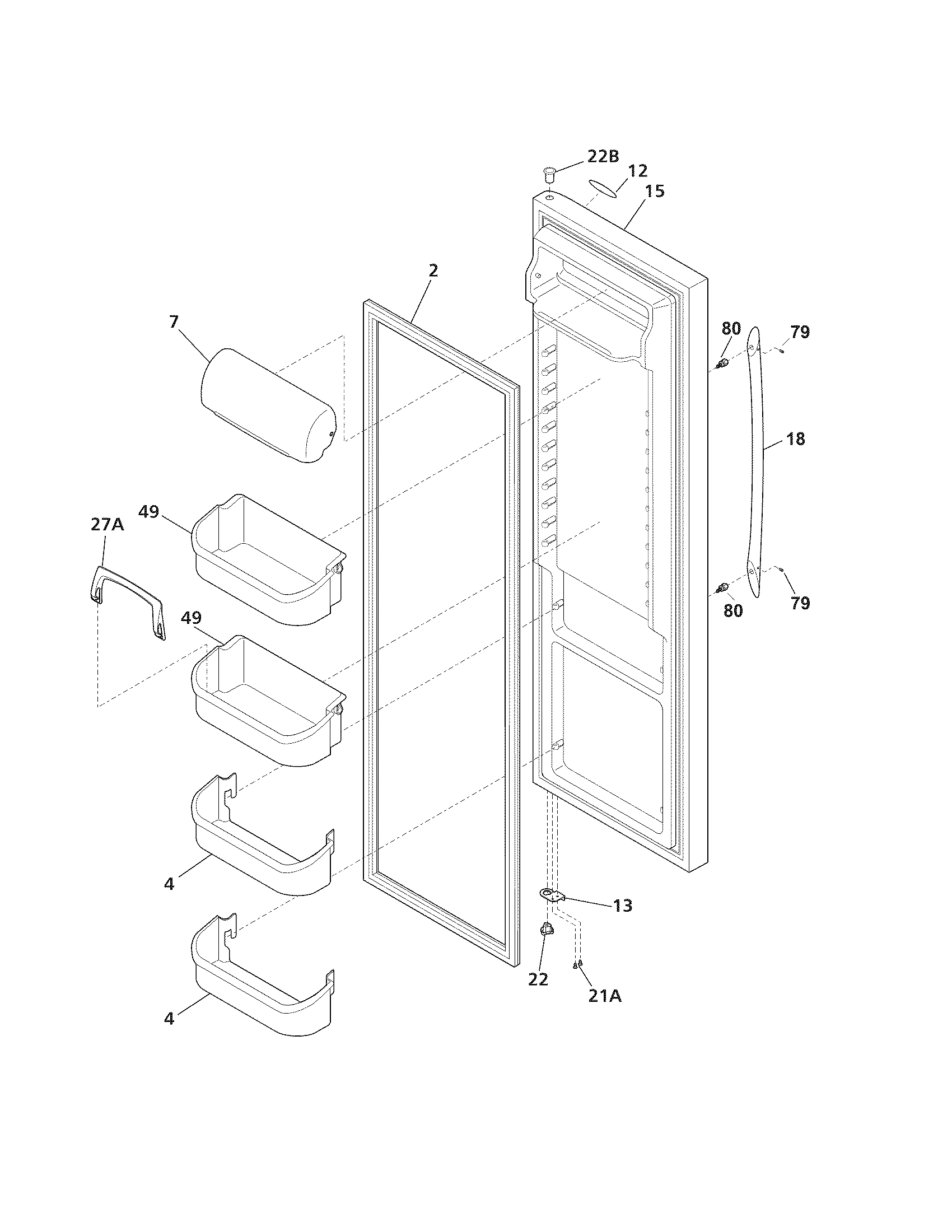 Kenmore Elite 25357112600 refrigerator door diagram