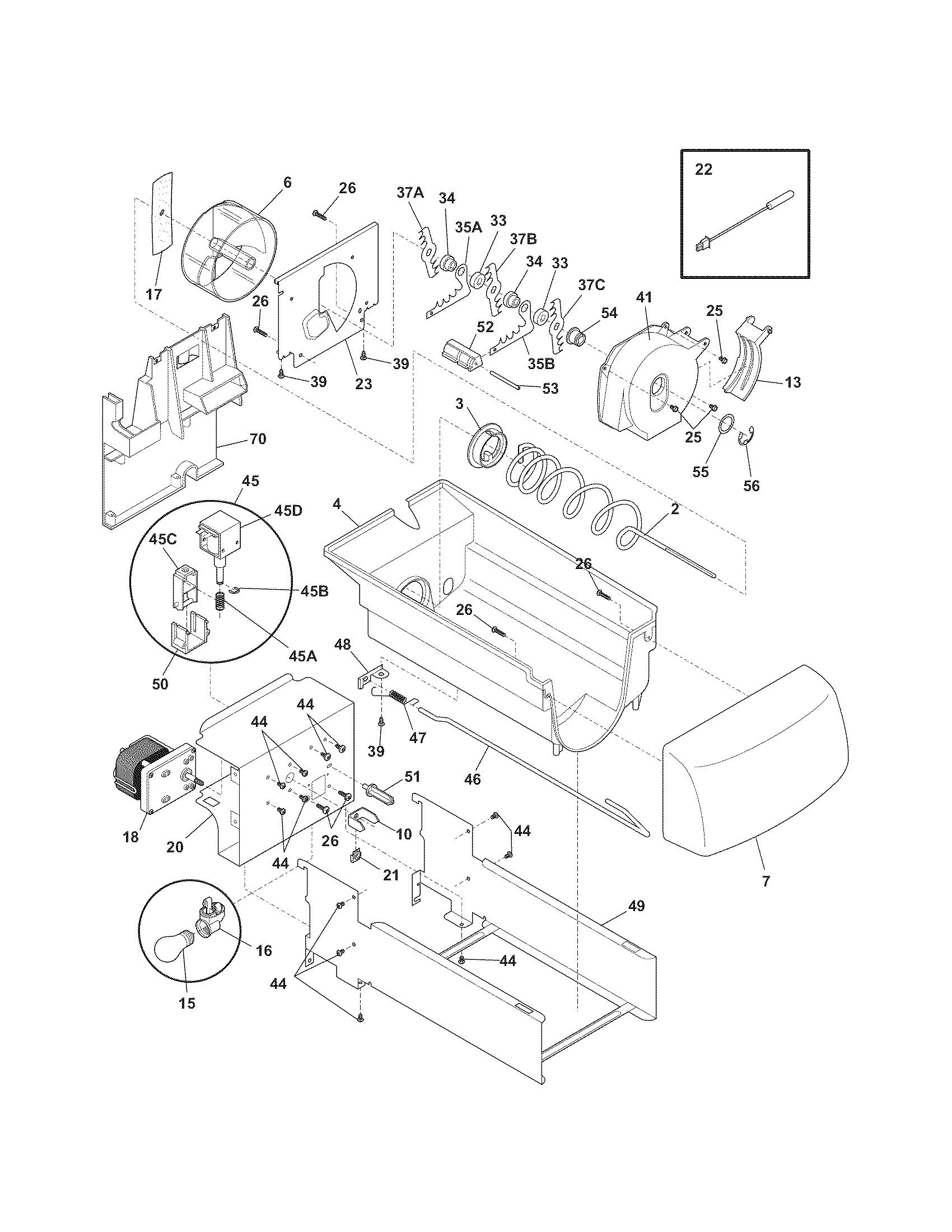 Kenmore Elite 25357112600 ice container diagram