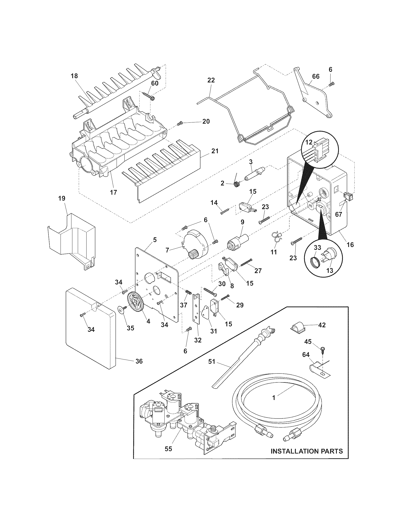Kenmore Elite 25357112600 ice maker diagram