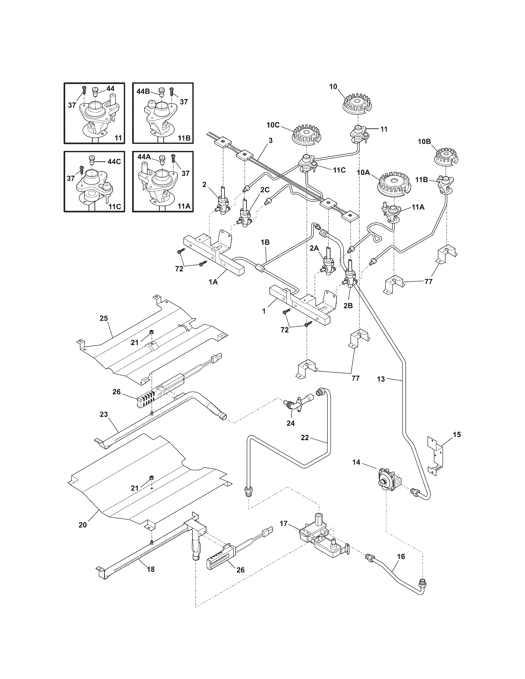 Kenmore 79036904904 burner diagram
