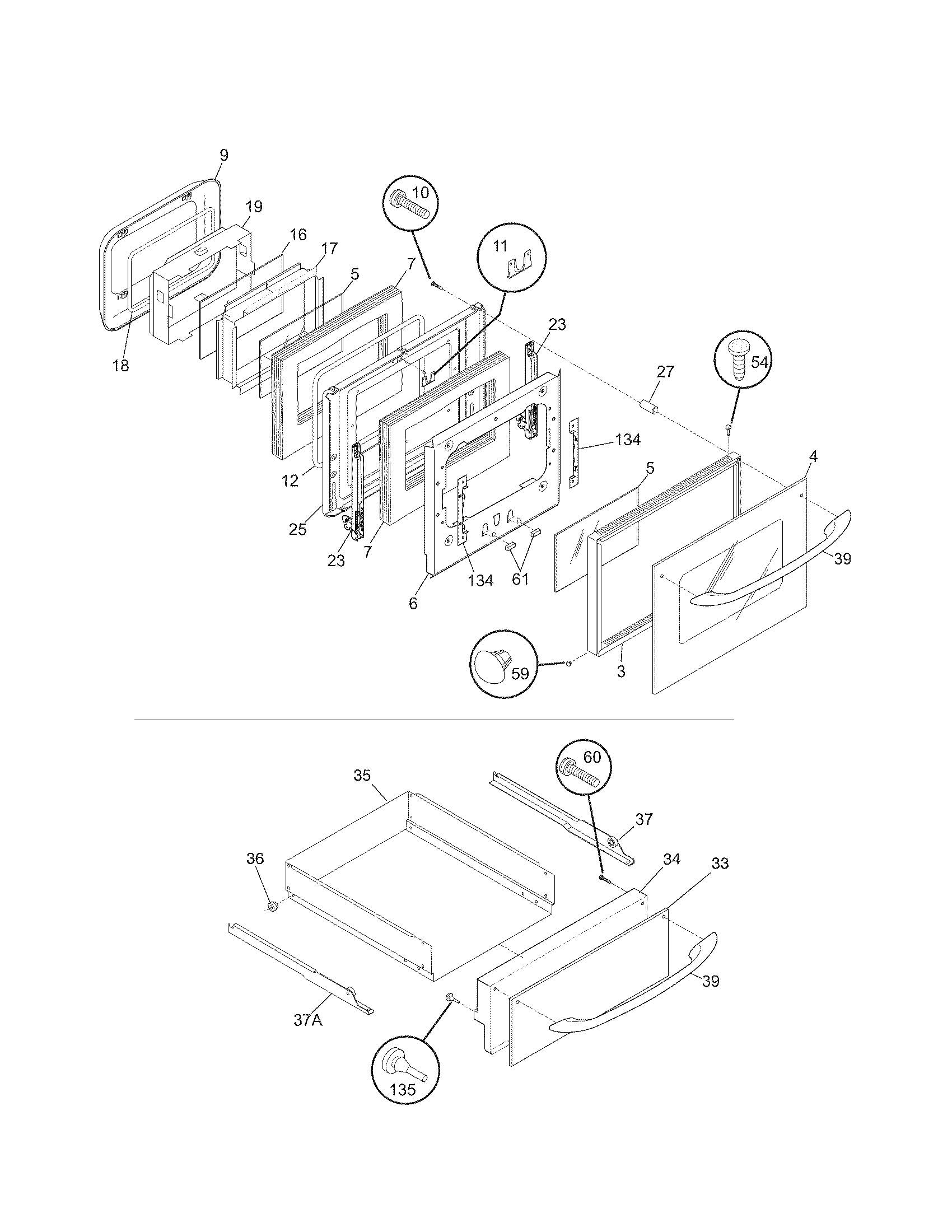 Kenmore 79030552803 door/drawer diagram
