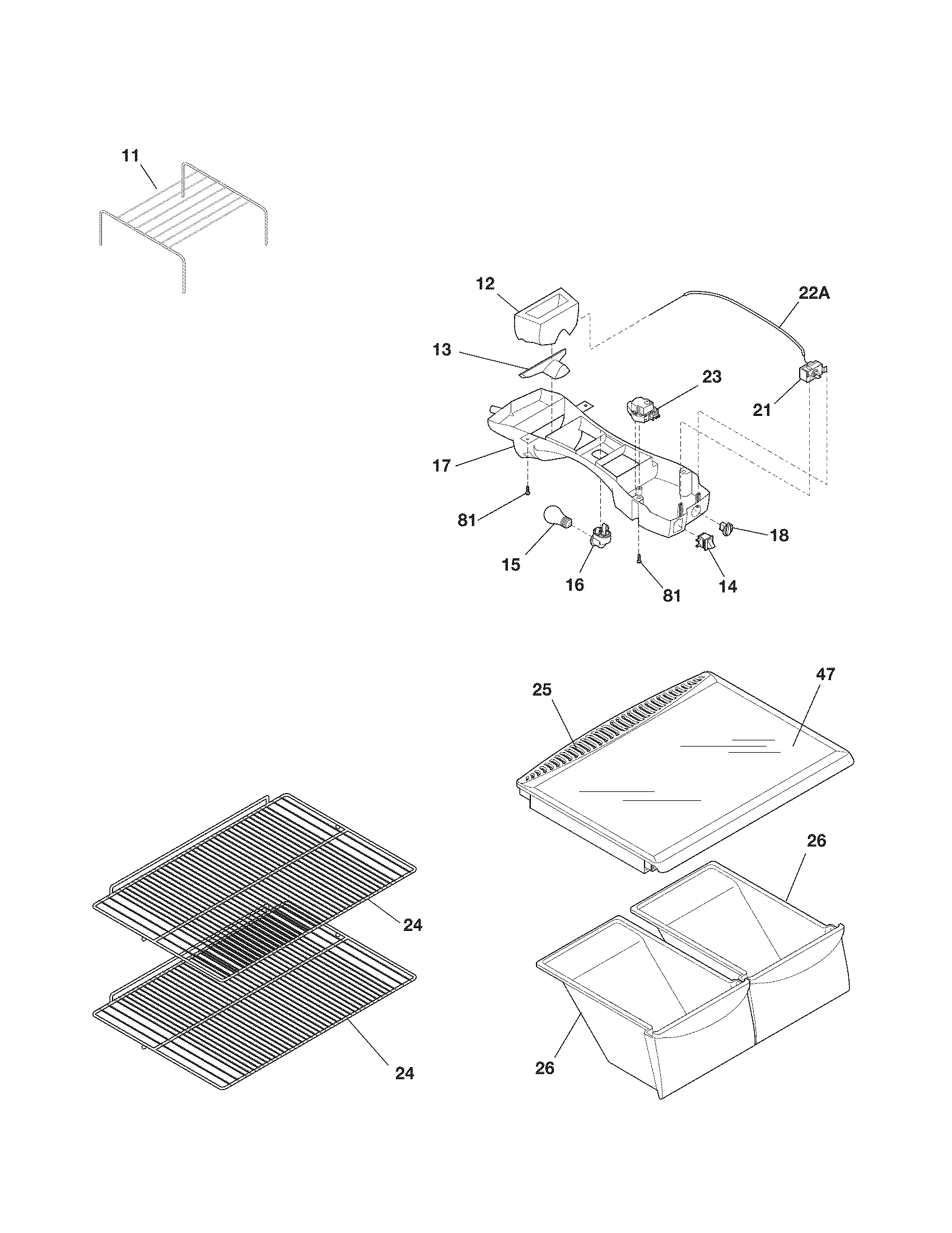 Kenmore 25362812202 shelves diagram