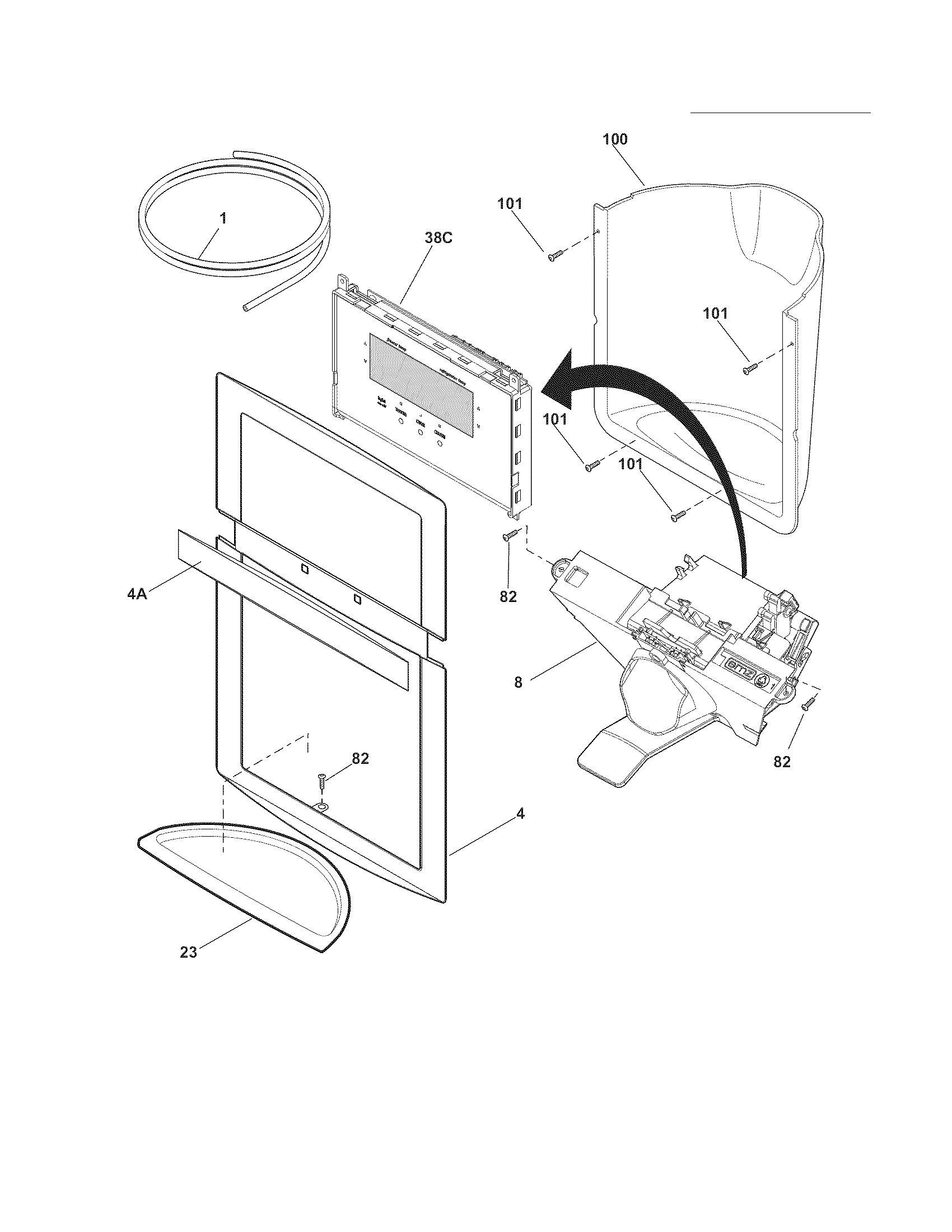 Frigidaire FGUS2637LE2 ice & water dispenser diagram