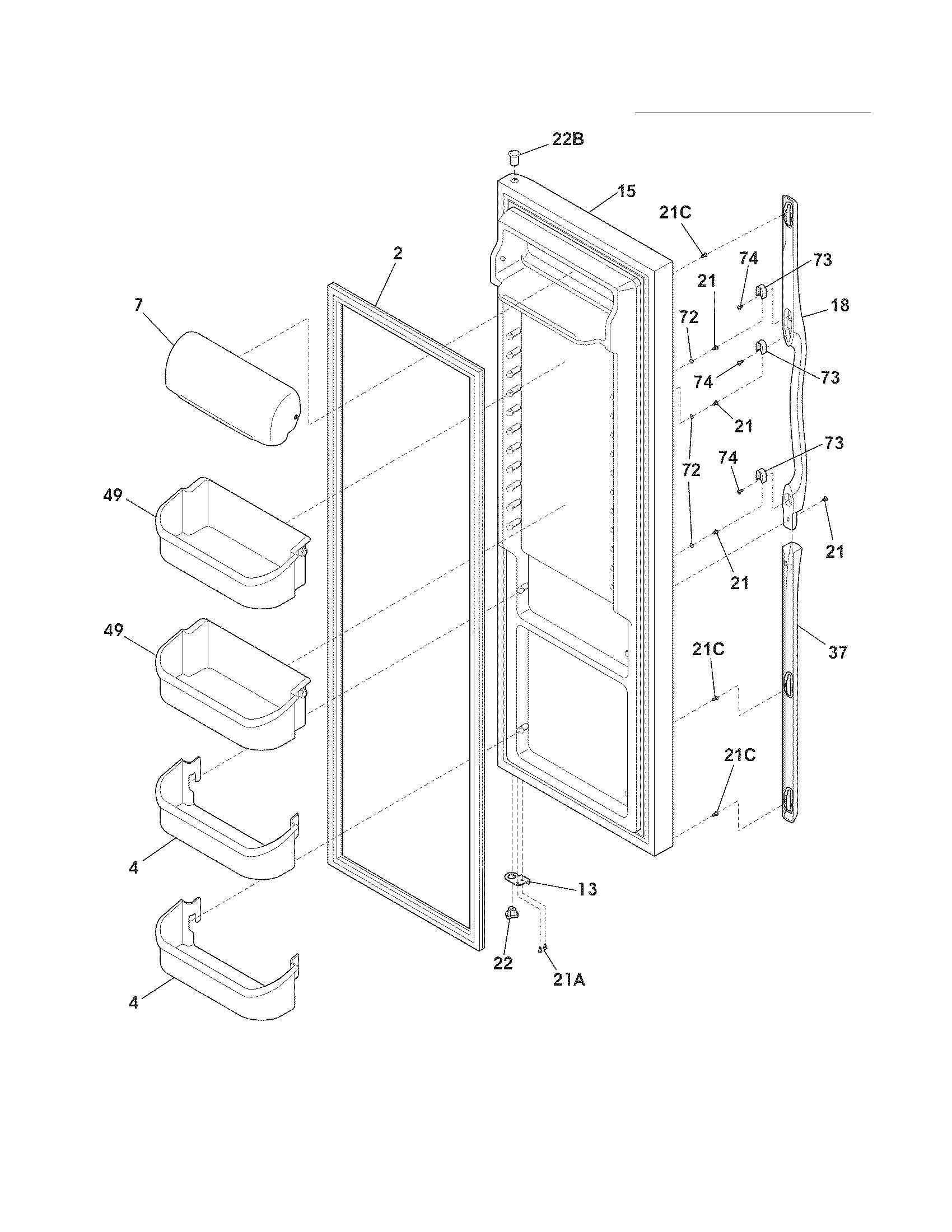 Frigidaire FLS26Z2GKB6 refrigerator door diagram