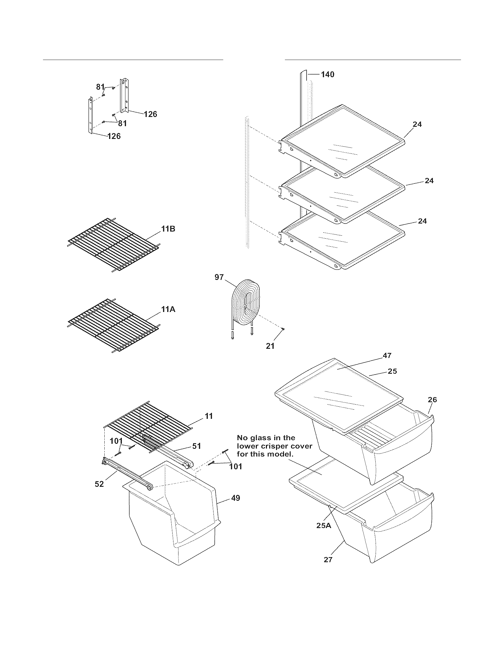Frigidaire FLS26Z2GKB6 shelves diagram