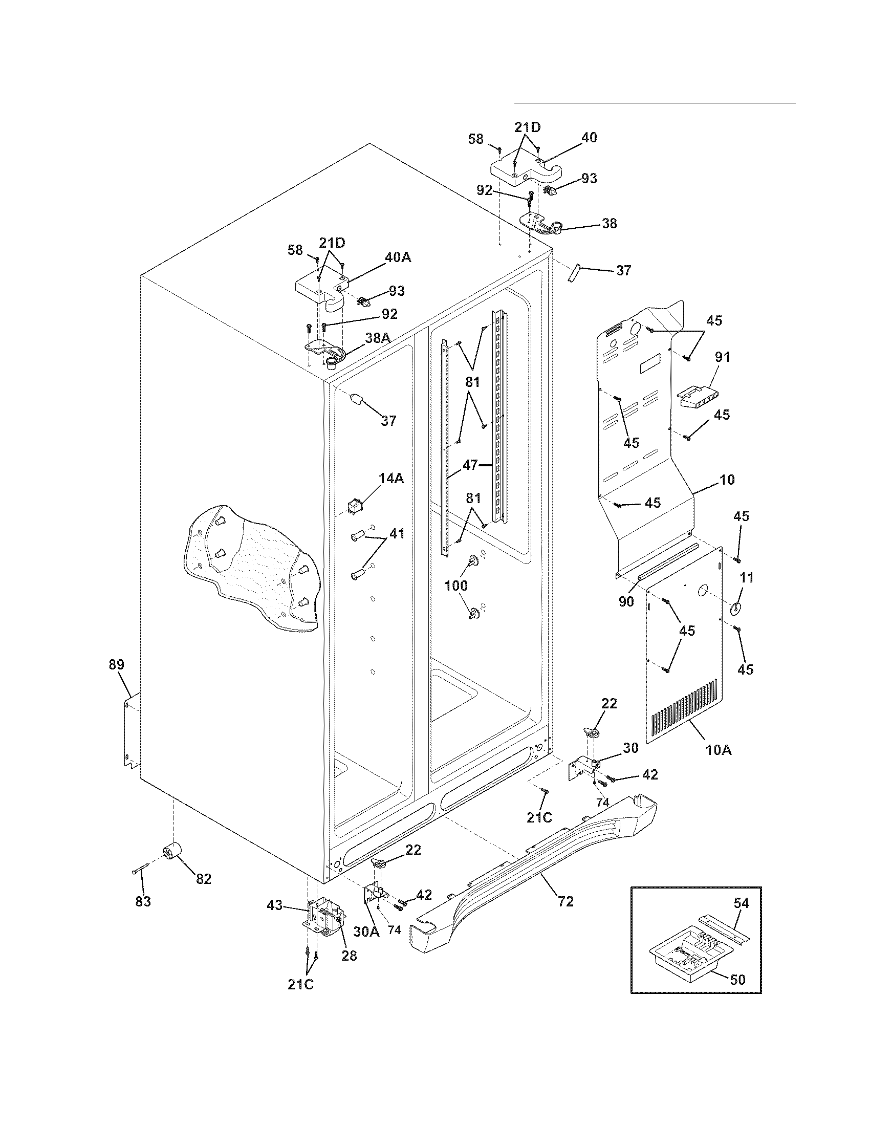 Frigidaire FGUS2647LF2 cabinet diagram