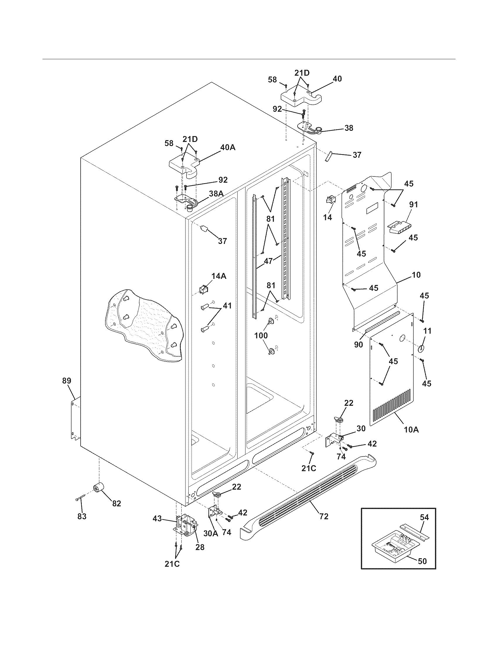 Frigidaire DGUS2635LE2 cabinet diagram