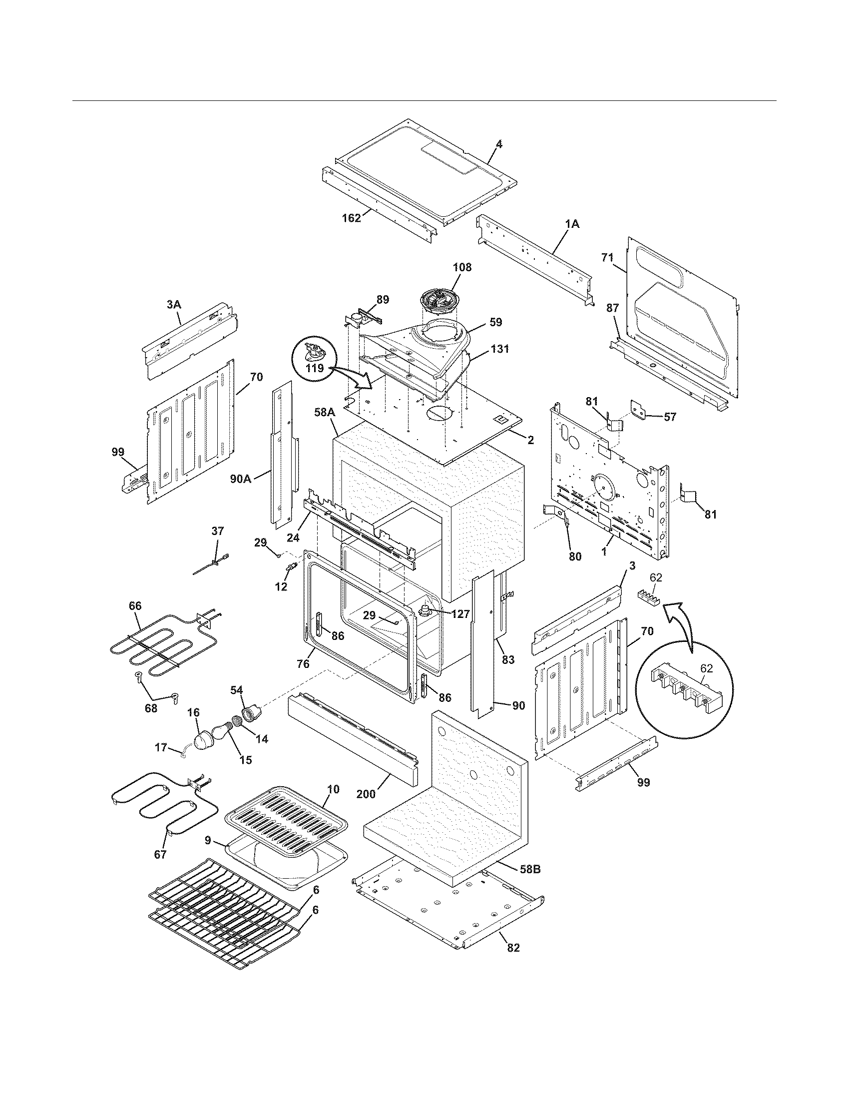 Frigidaire FFED3015LBC body diagram