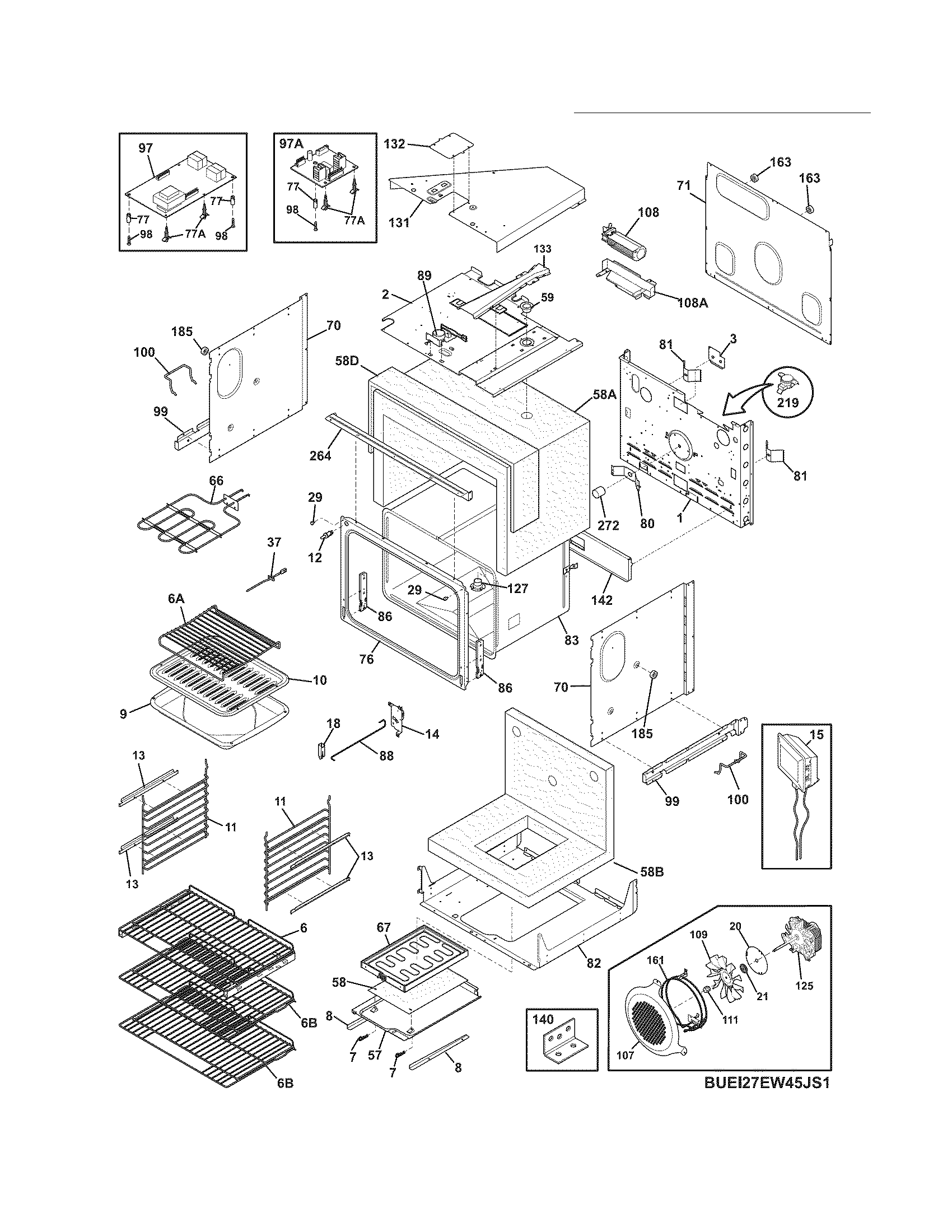 Electrolux EI27EW45KW1 upper oven diagram