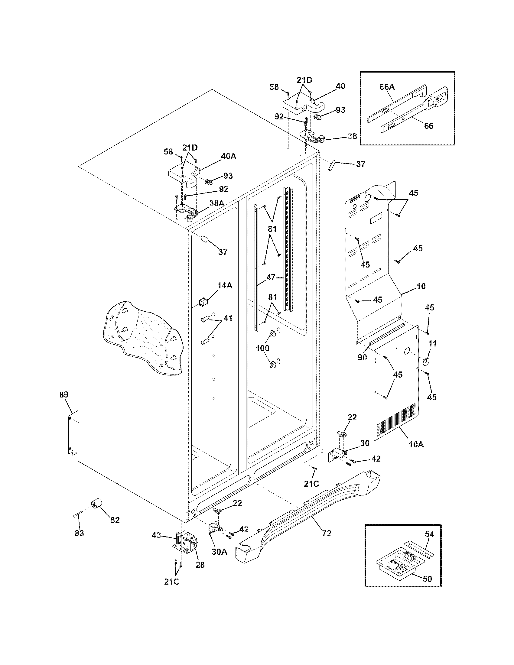 Electrolux EW23CS65GW0 cabinet diagram