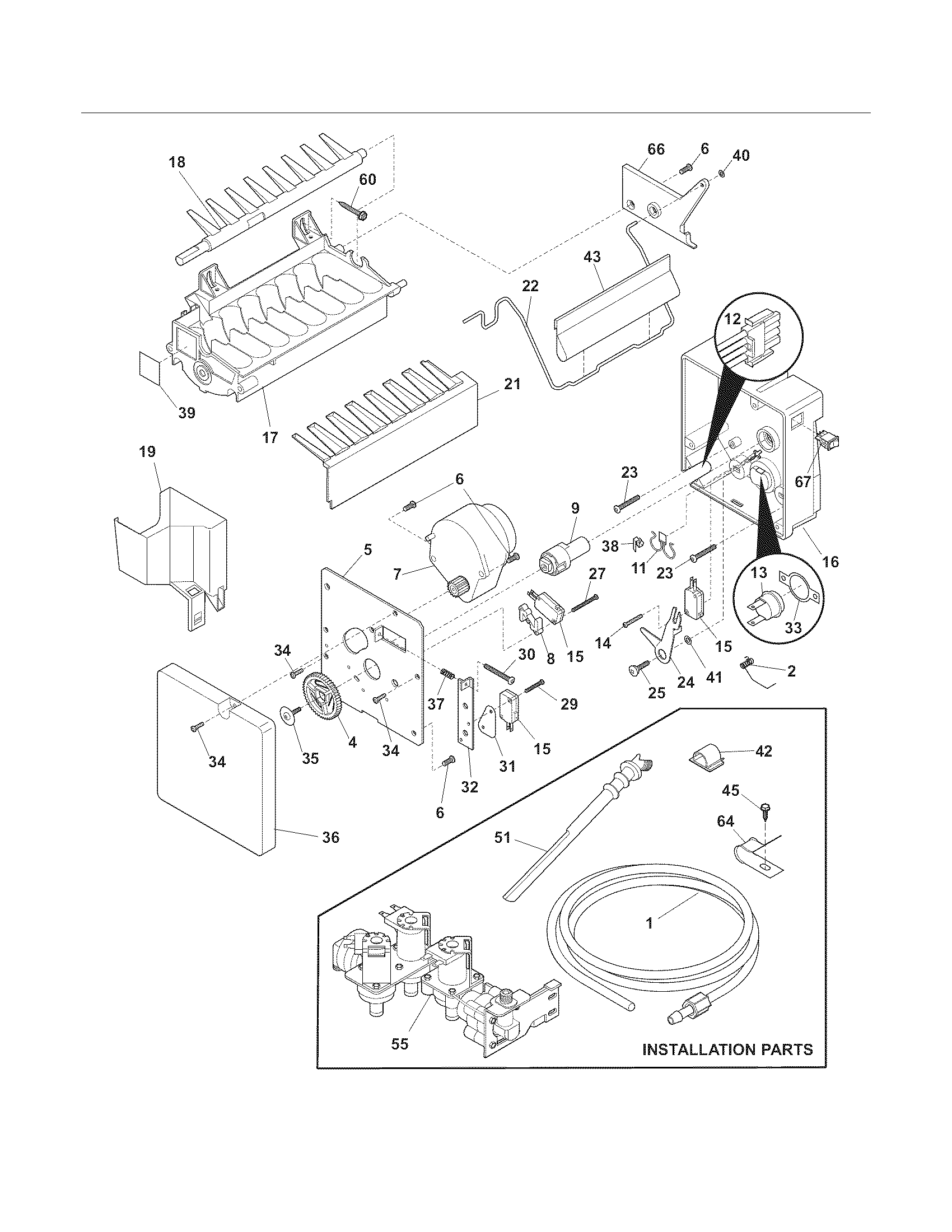 Electrolux EW23CS65GW0 ice maker diagram
