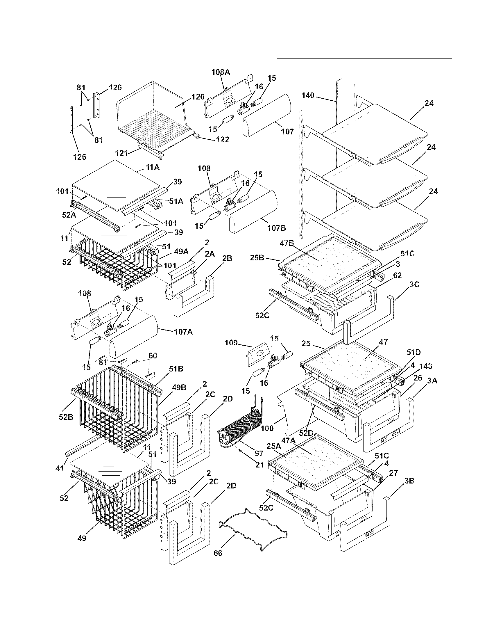 Electrolux EW23CS65GS4 shelves diagram