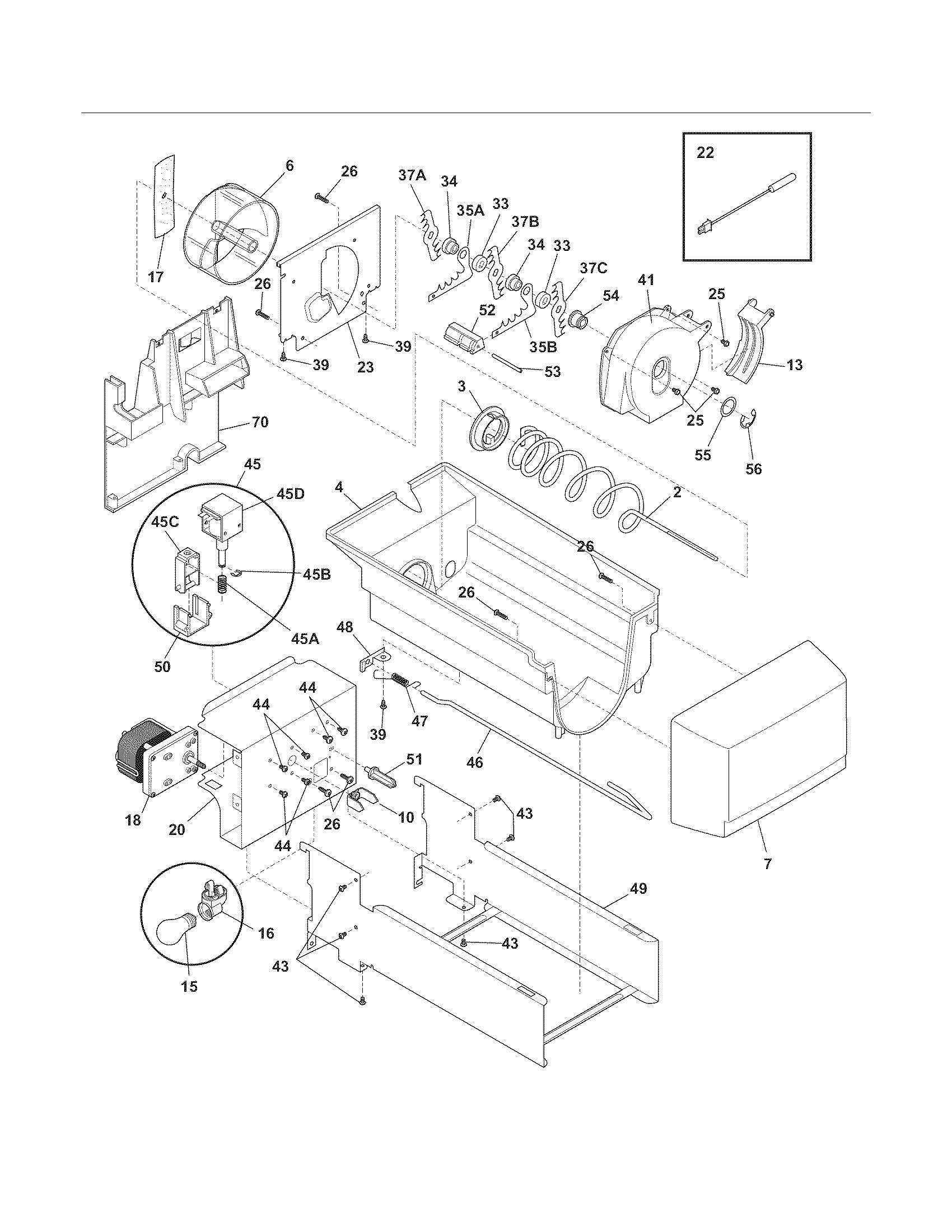 Electrolux EW23CS65GS4 ice container diagram