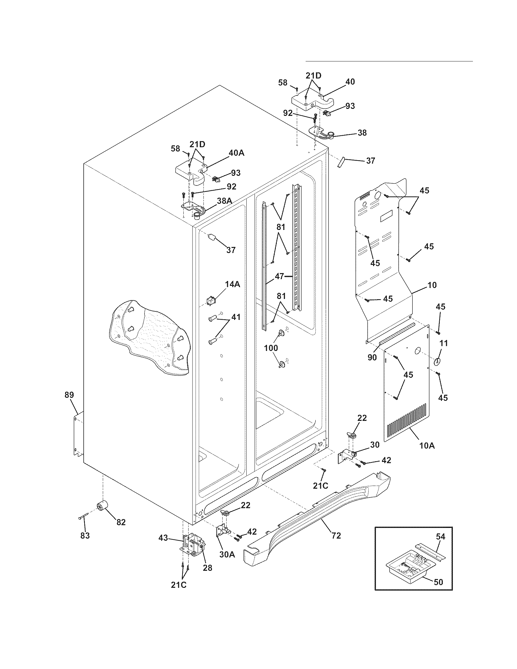Electrolux EW23CS70IW0 cabinet diagram