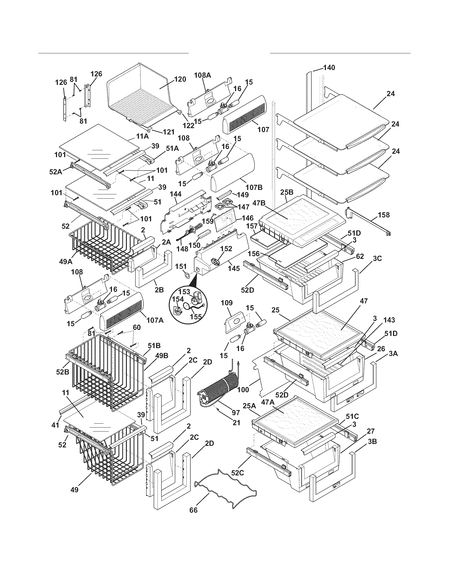 Electrolux EW23CS70IB1 shelves diagram