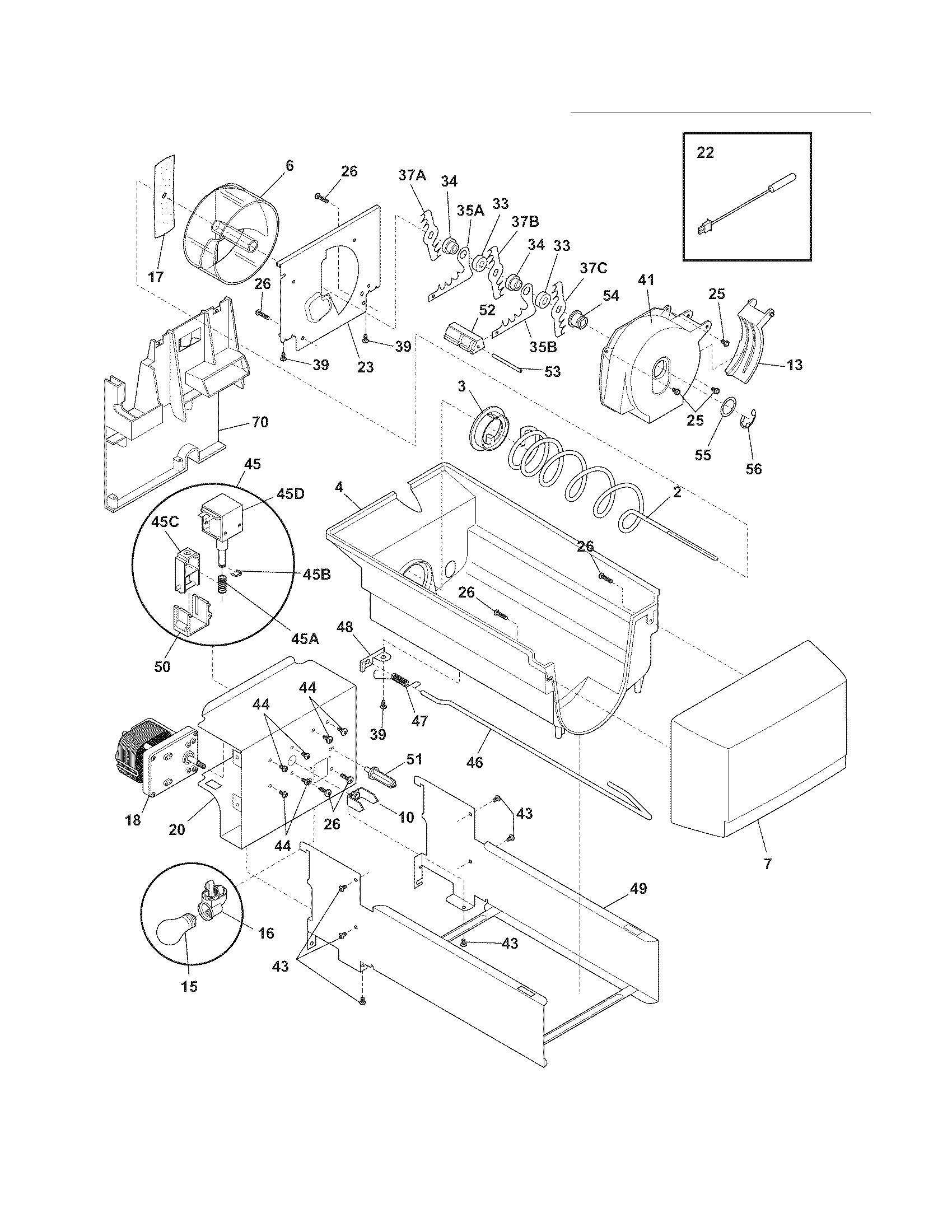 Electrolux EW23CS70IW2 ice container diagram