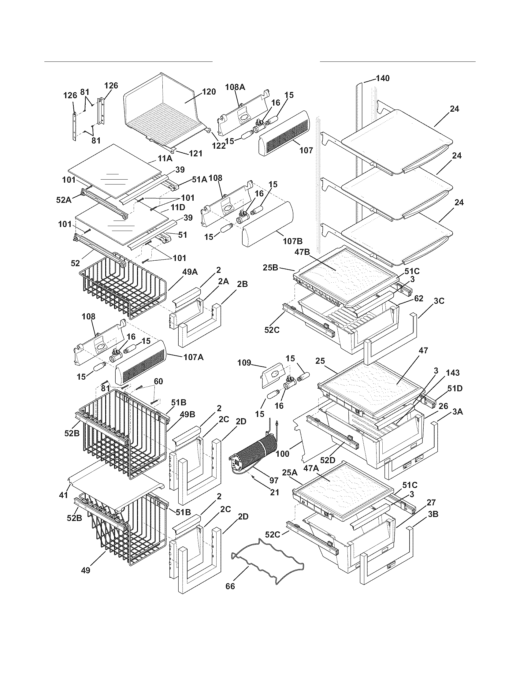 Electrolux EW23SS65HB4 shelves diagram