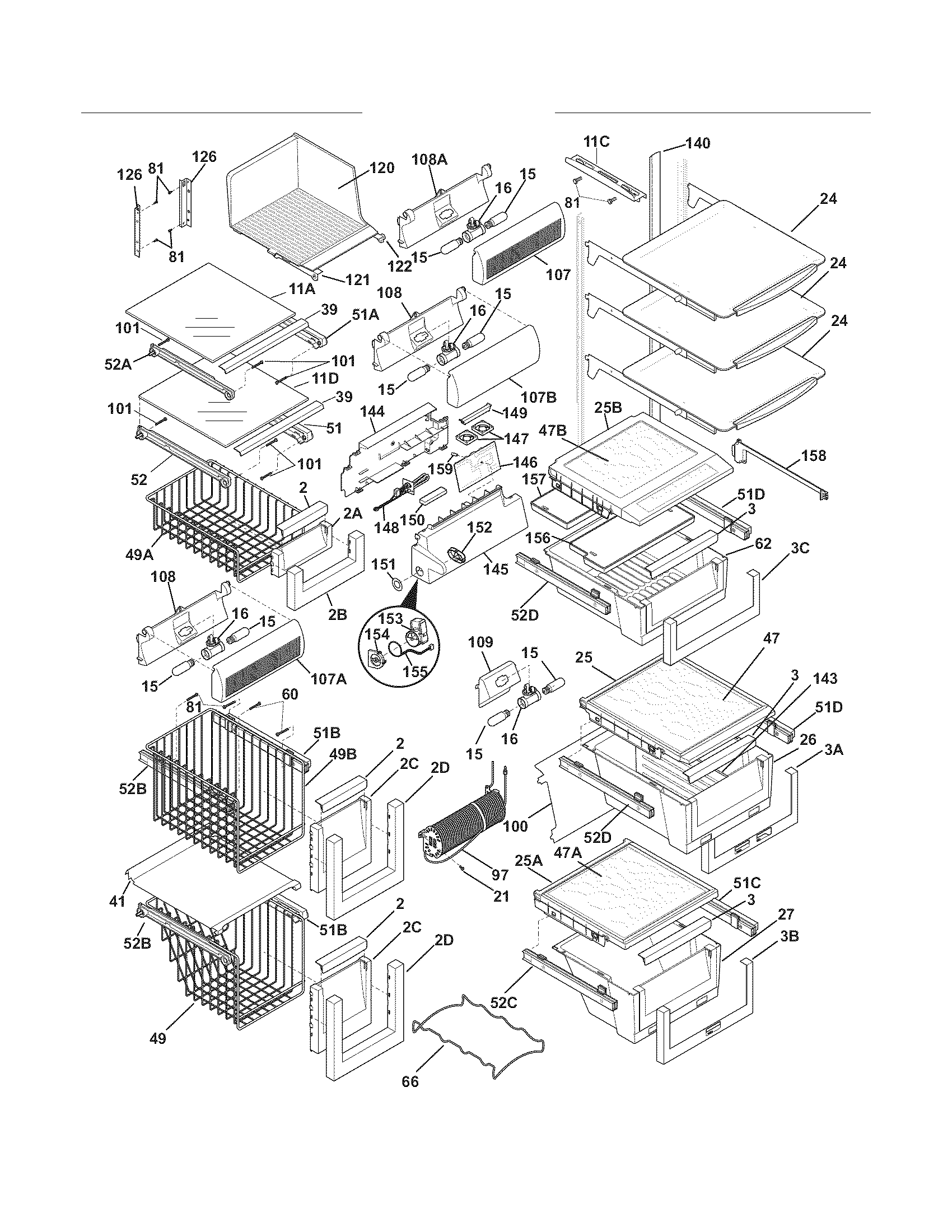 Electrolux EW26SS70IB2 shelves diagram