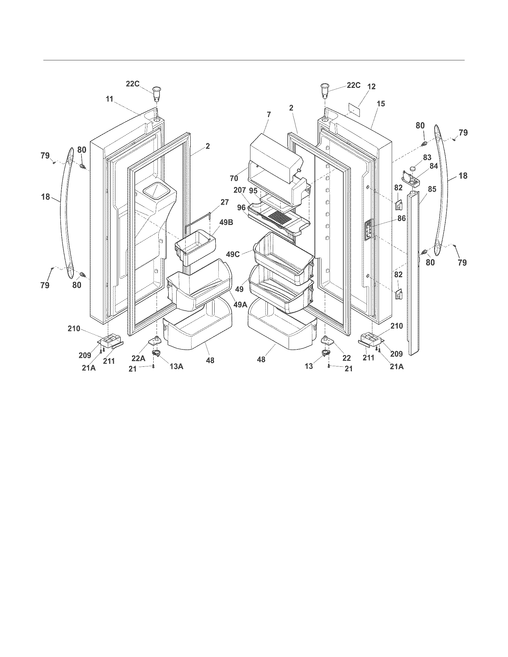 Frigidaire FGHF2369ME2 fresh food door diagram