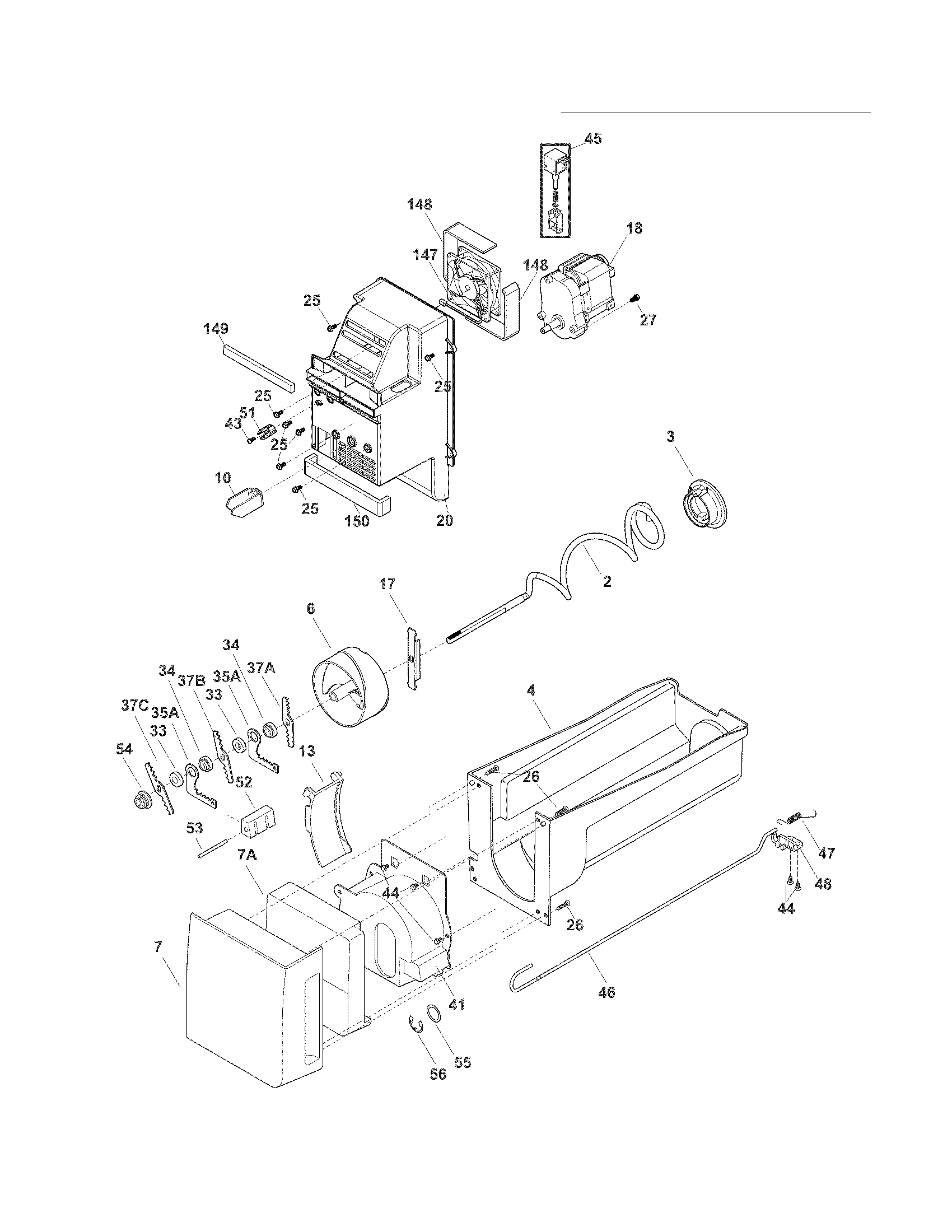 Frigidaire FGHF2369ME2 ice container diagram
