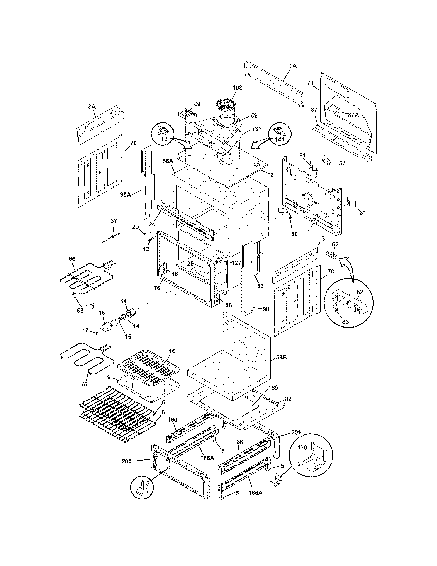 Frigidaire FFES3025LSD body diagram