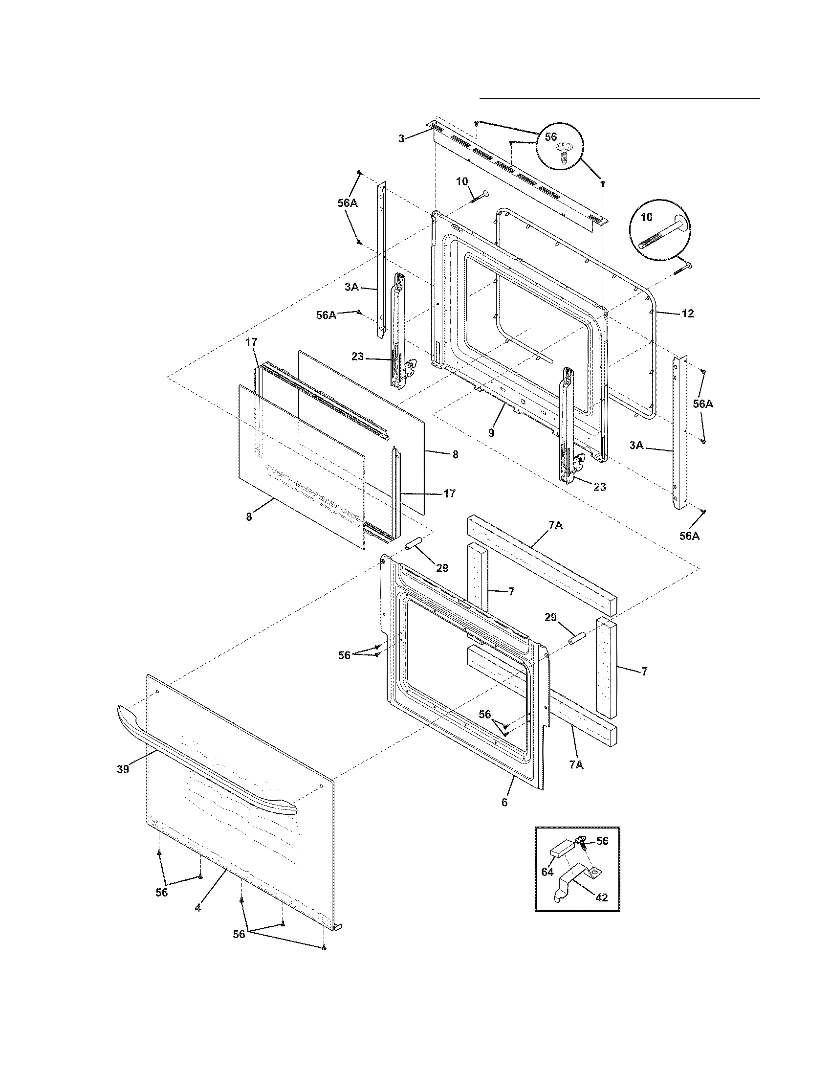Frigidaire FFES3015LBD door diagram