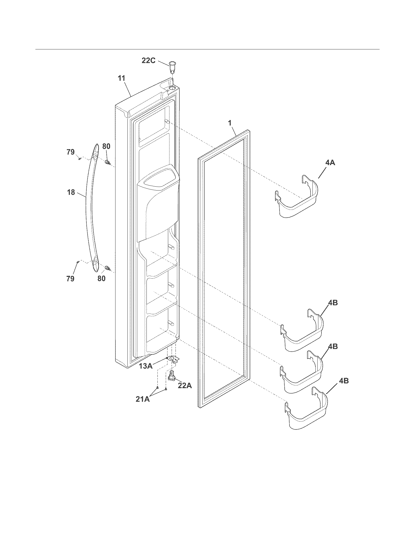 Crosley CRSH237LW4 freezer door diagram