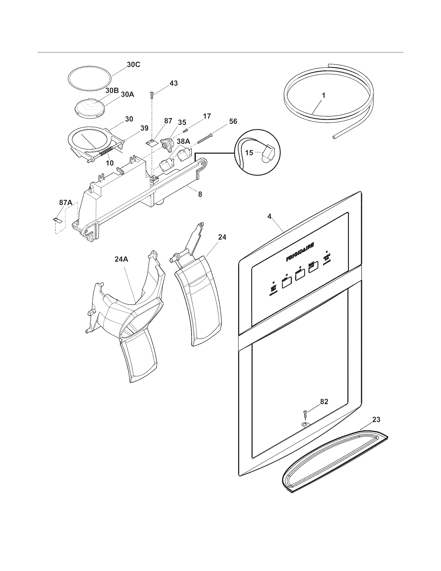 Crosley CRSH237LW4 ice & water dispenser diagram