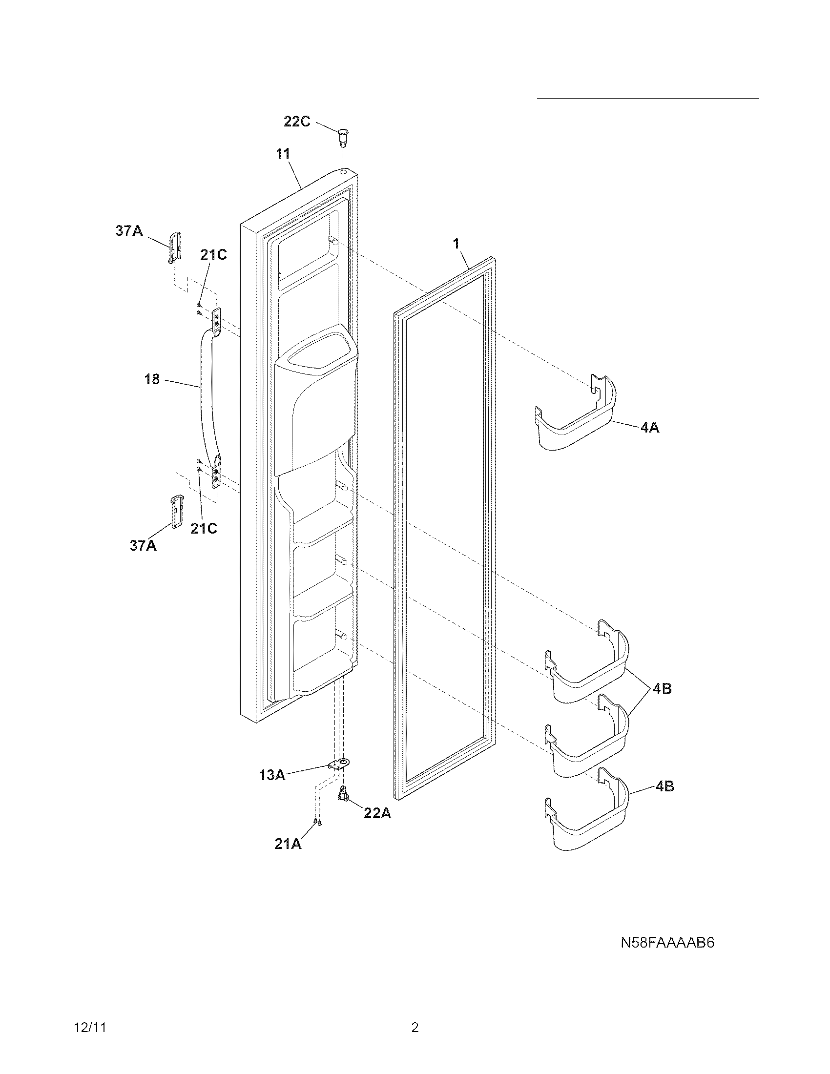 Crosley CRSH265LW3 freezer door diagram