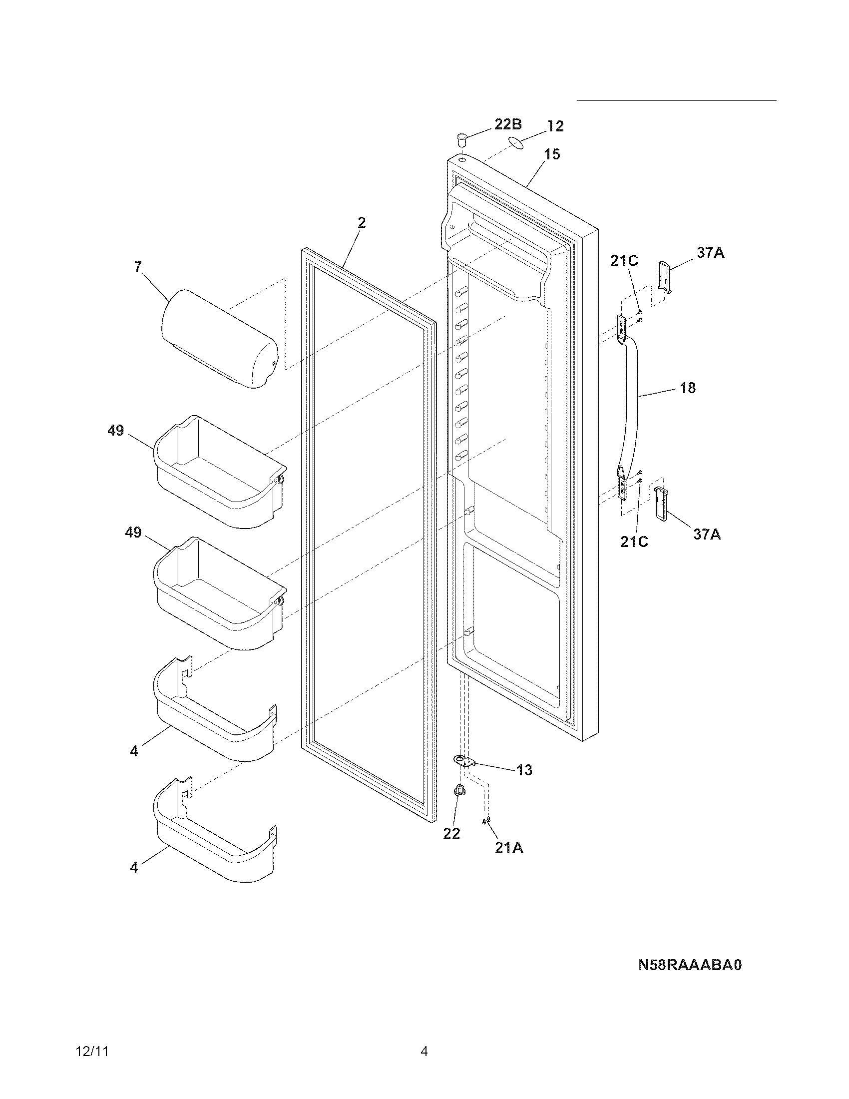 Crosley CRSH265LW3 refrigerator door diagram