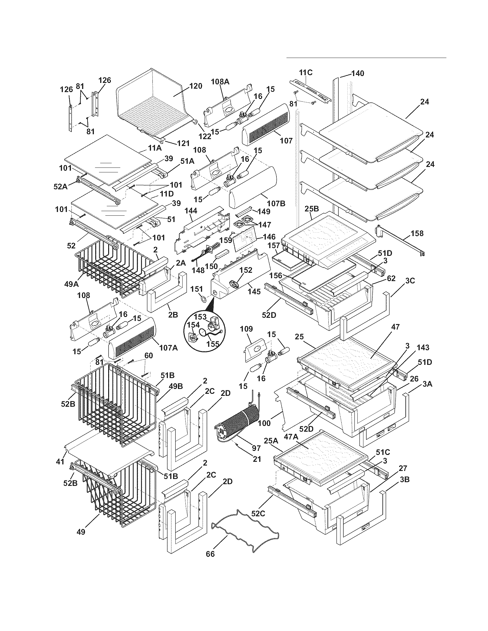 Electrolux EW26SS70IS0 shelves diagram