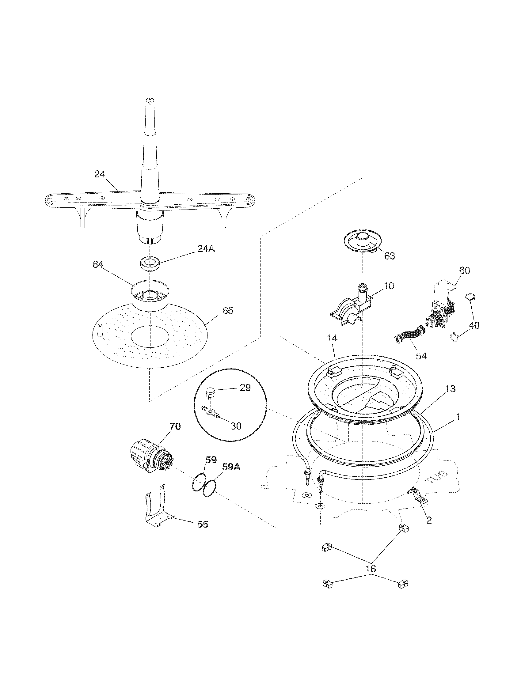 Kenmore 58714014407A motor & pump diagram