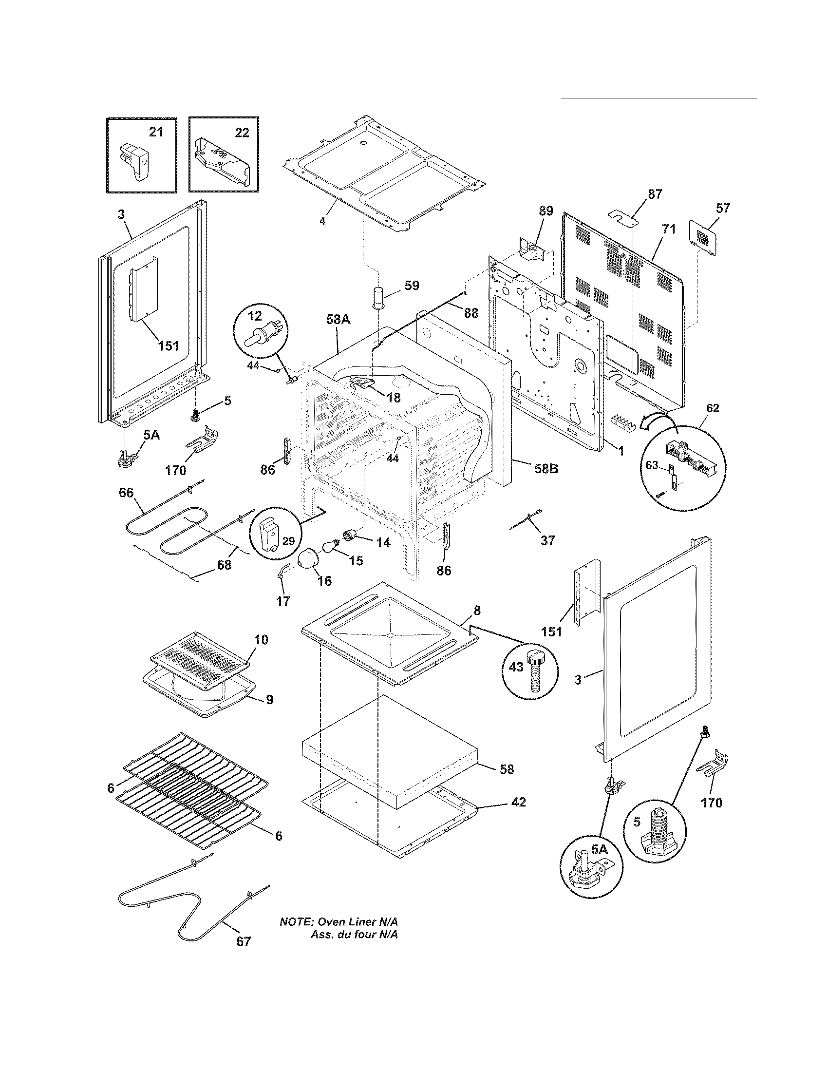White-Westinghouse WWEF3005XWA body diagram