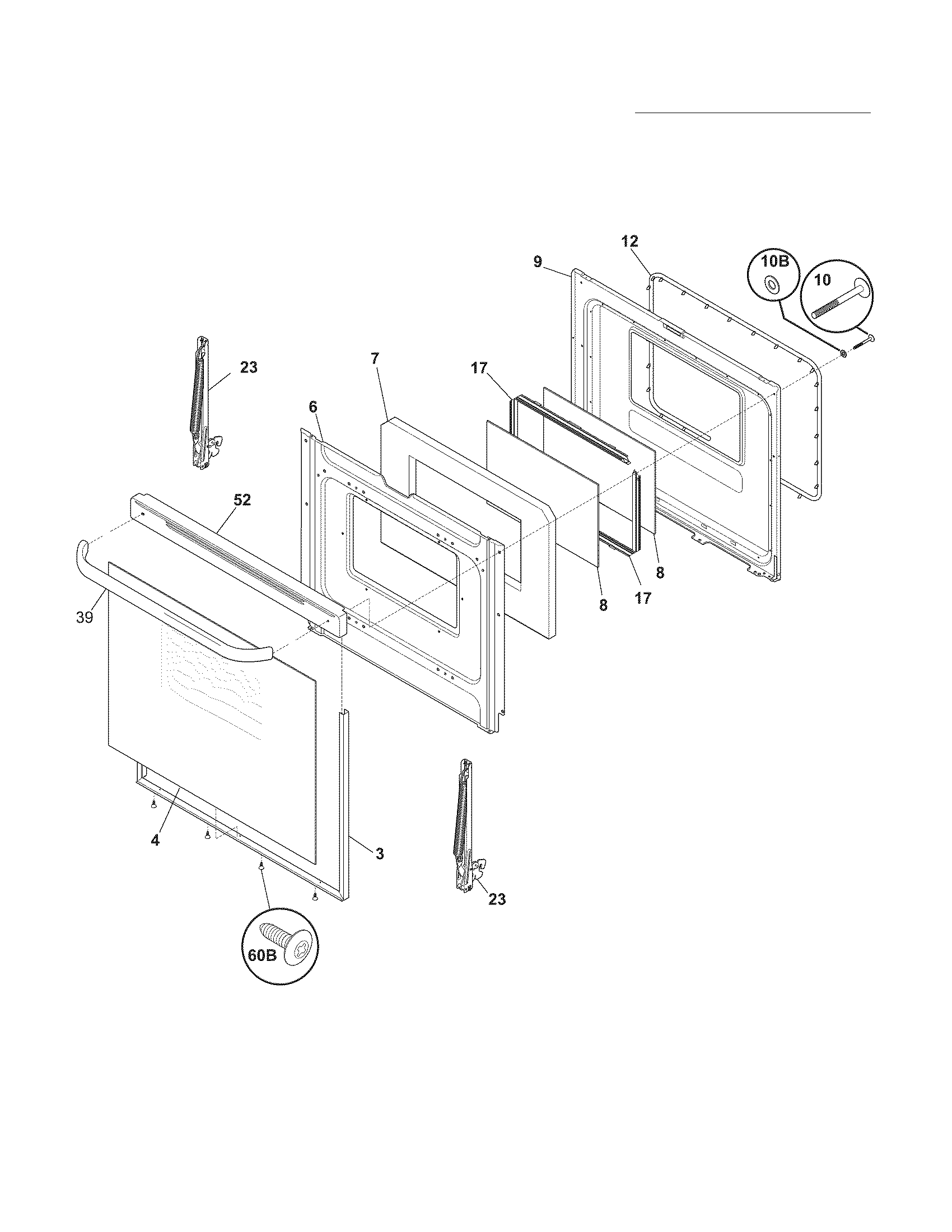 White-Westinghouse WWEF3005XWA door diagram