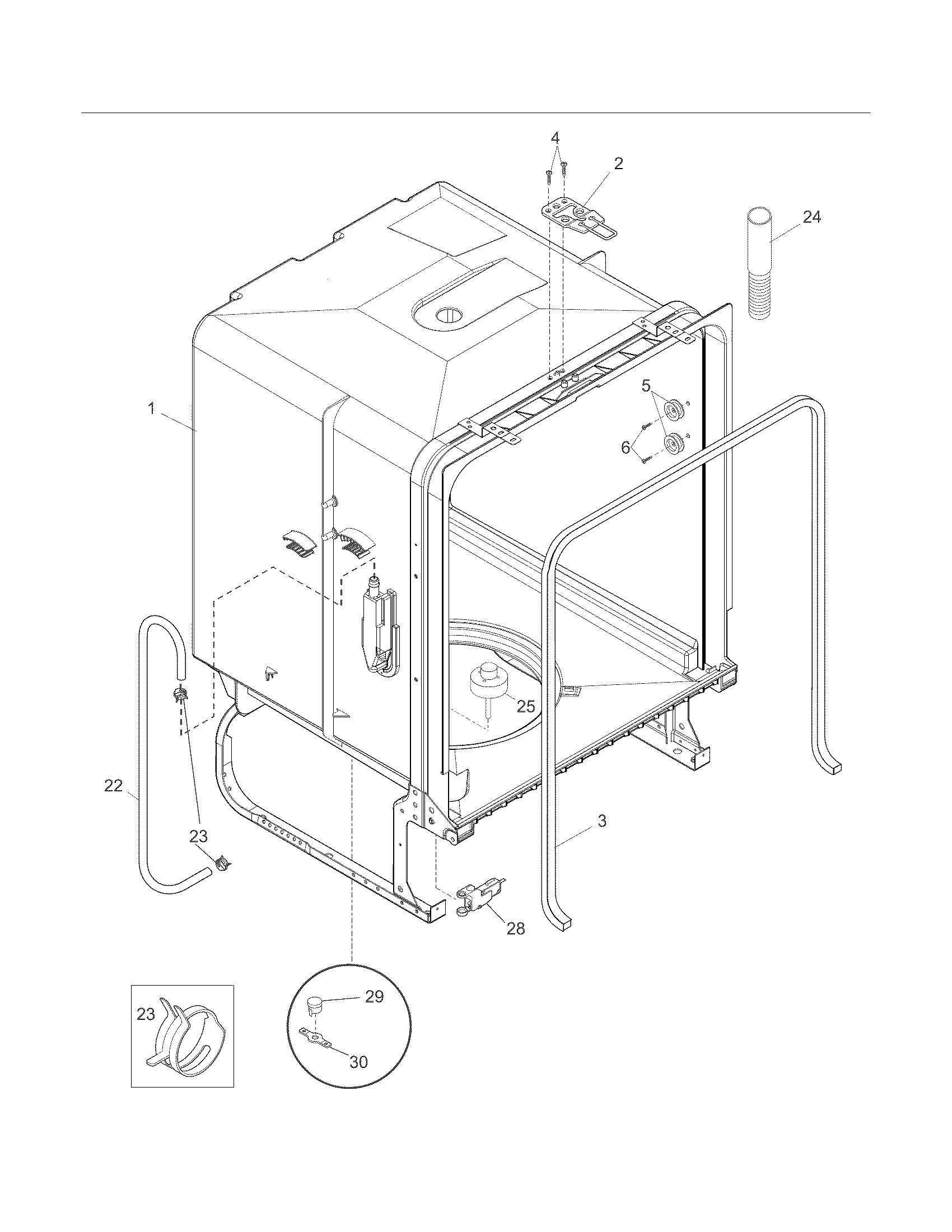 Frigidaire FBD2400KW3A tub diagram