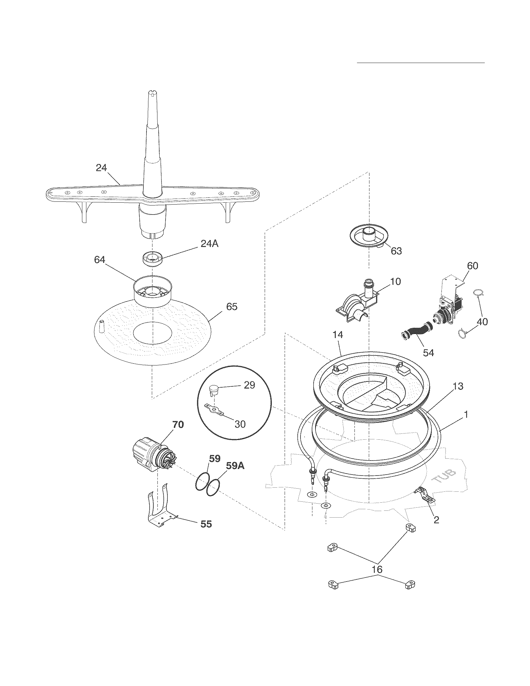 Frigidaire FBD2400KW3A motor & pump diagram