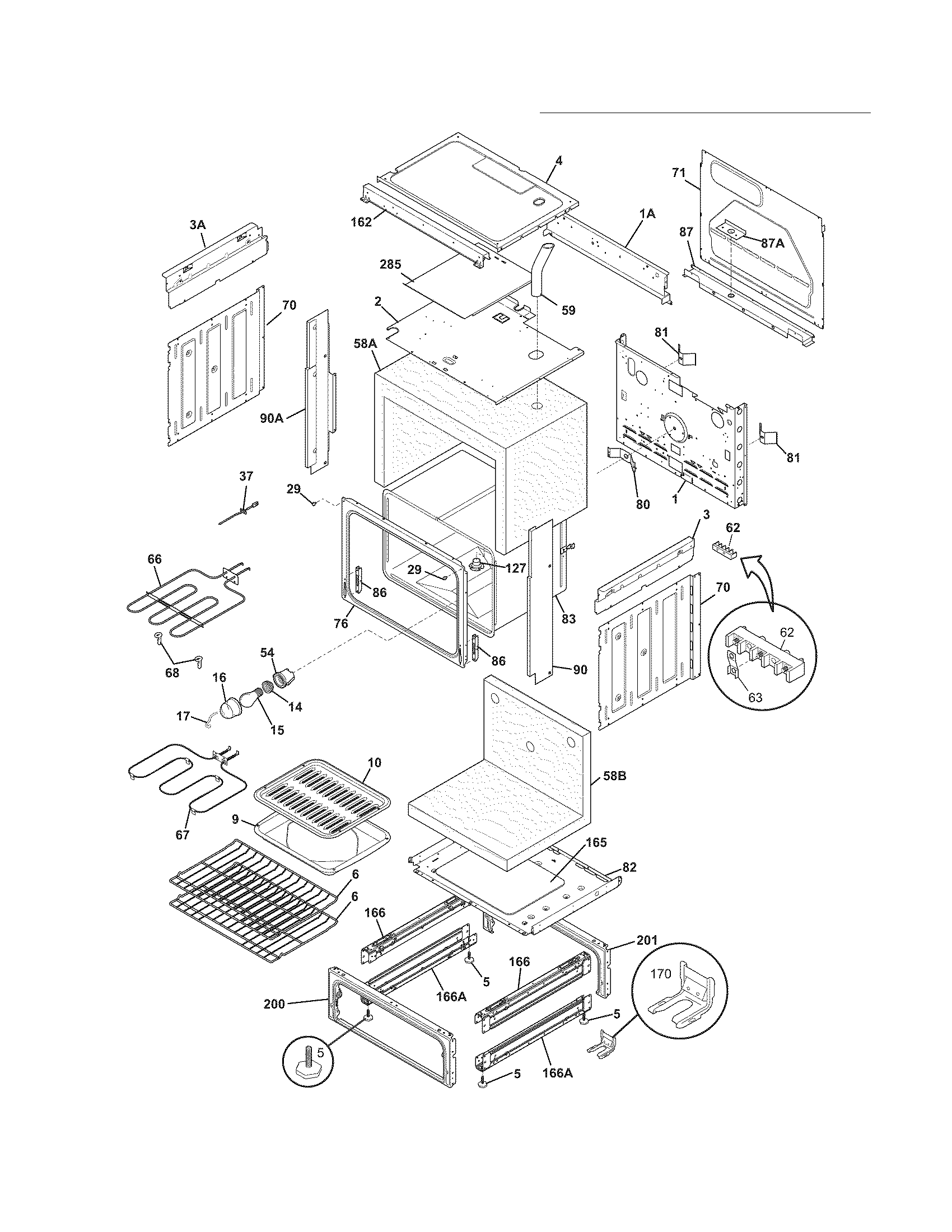 Frigidaire FFES3005LWC body diagram