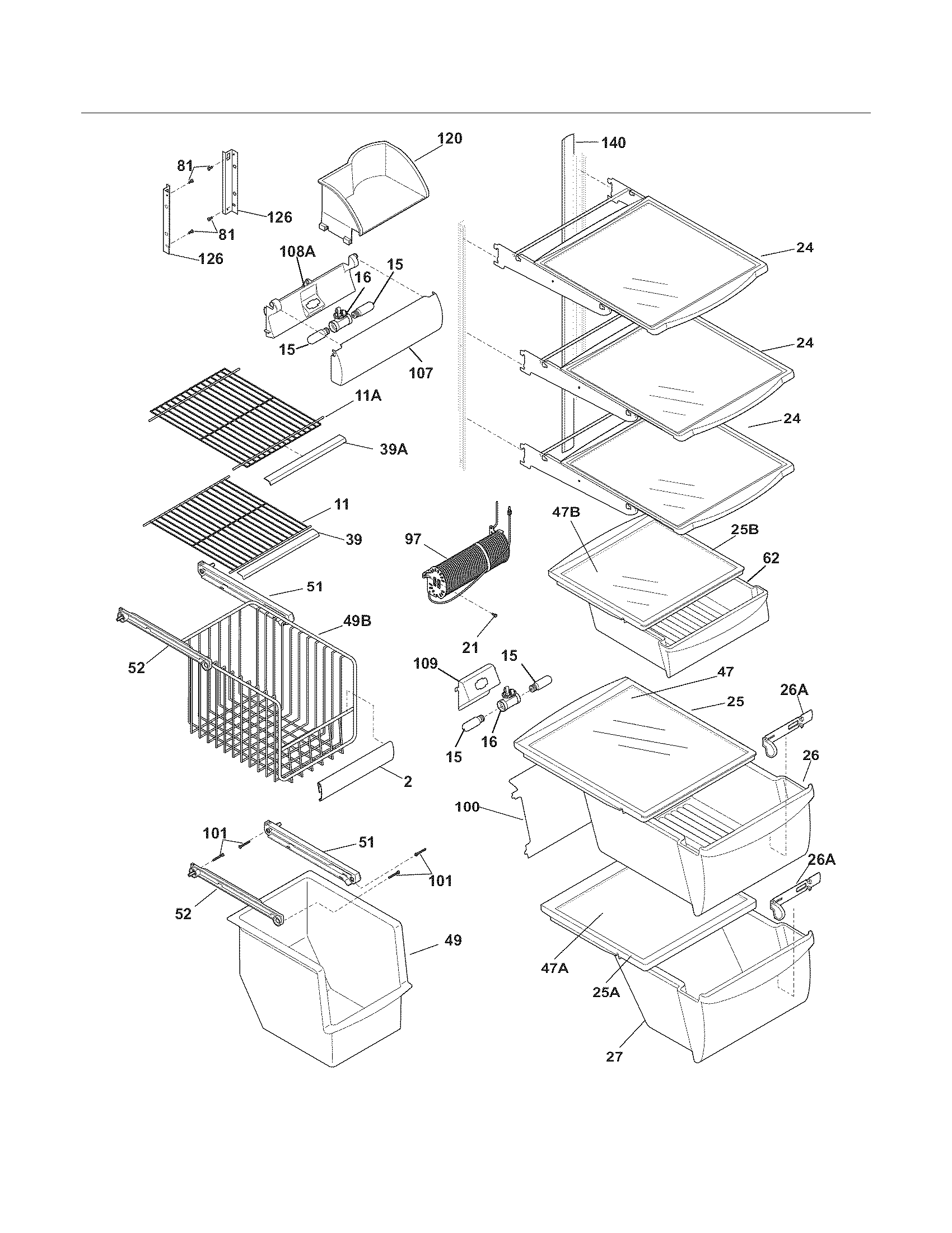 Frigidaire FPHS2386LF4 shelves diagram